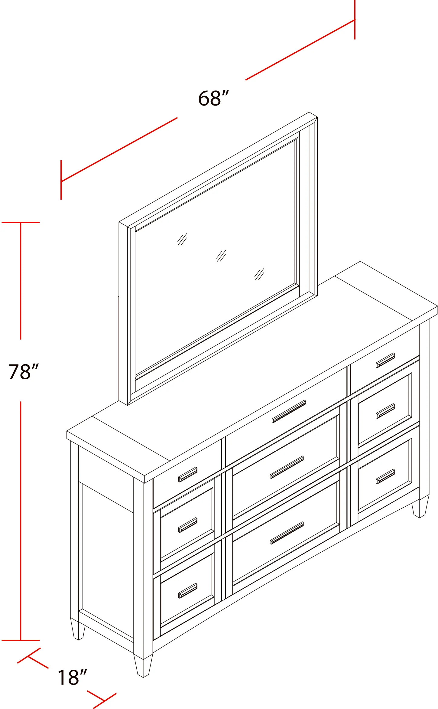 Parker House Americana Modern Bedroom 9 Drawer Dresser and Mirror - Image 9