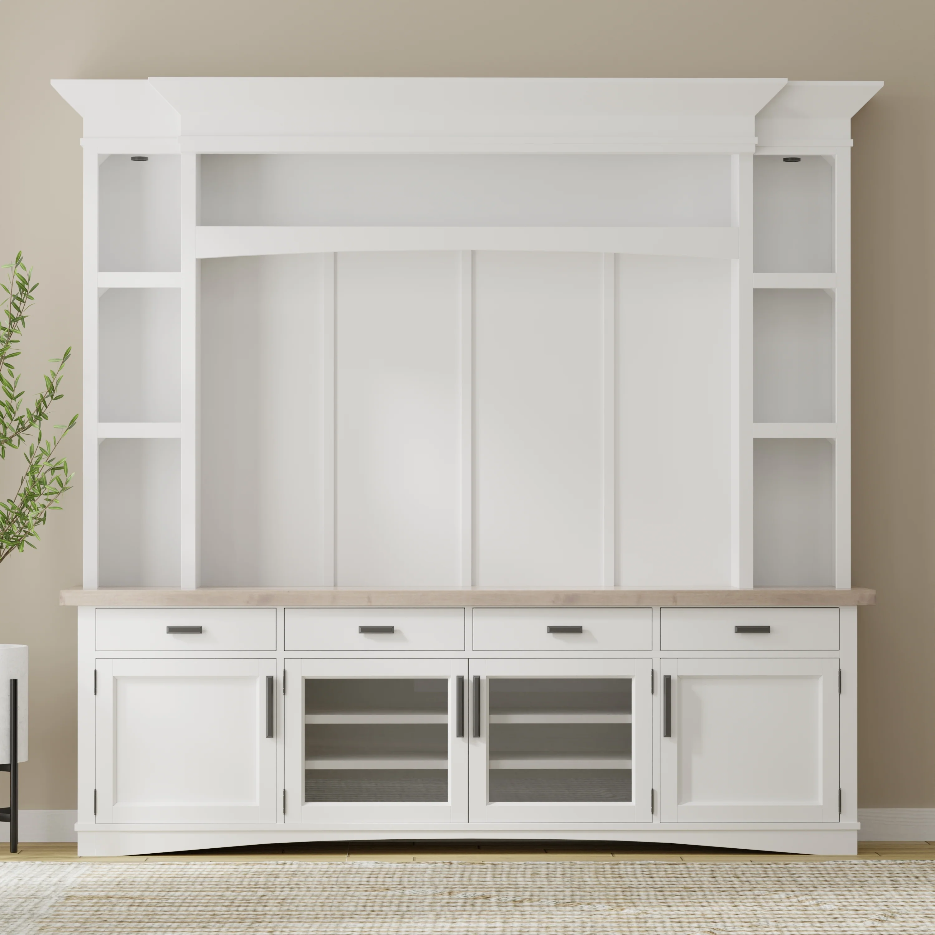 Parker House Americana Modern - Cotton 92 In. TV Console with Hutch Back Panel and LED Lights - Image 5