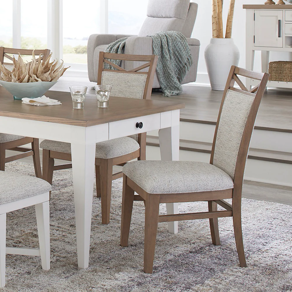 Parker House Americana Modern Dining 48 In. Round Extendable Dining Table and 4 Upholstered Chairs - Image 3