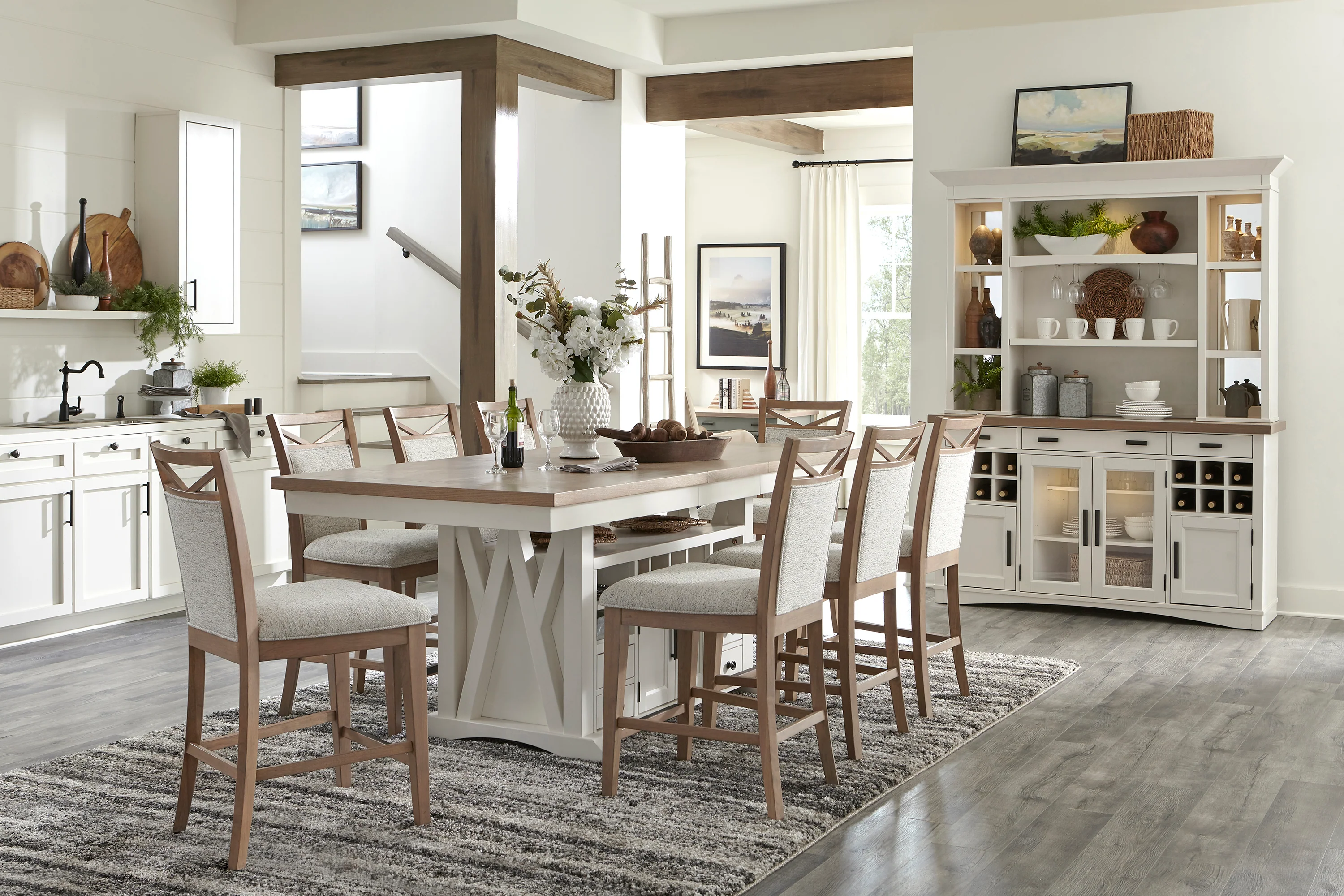 Parker House Americana Modern Dining 69 In. Buffet and Hutch with Quartz Insert - Image 3