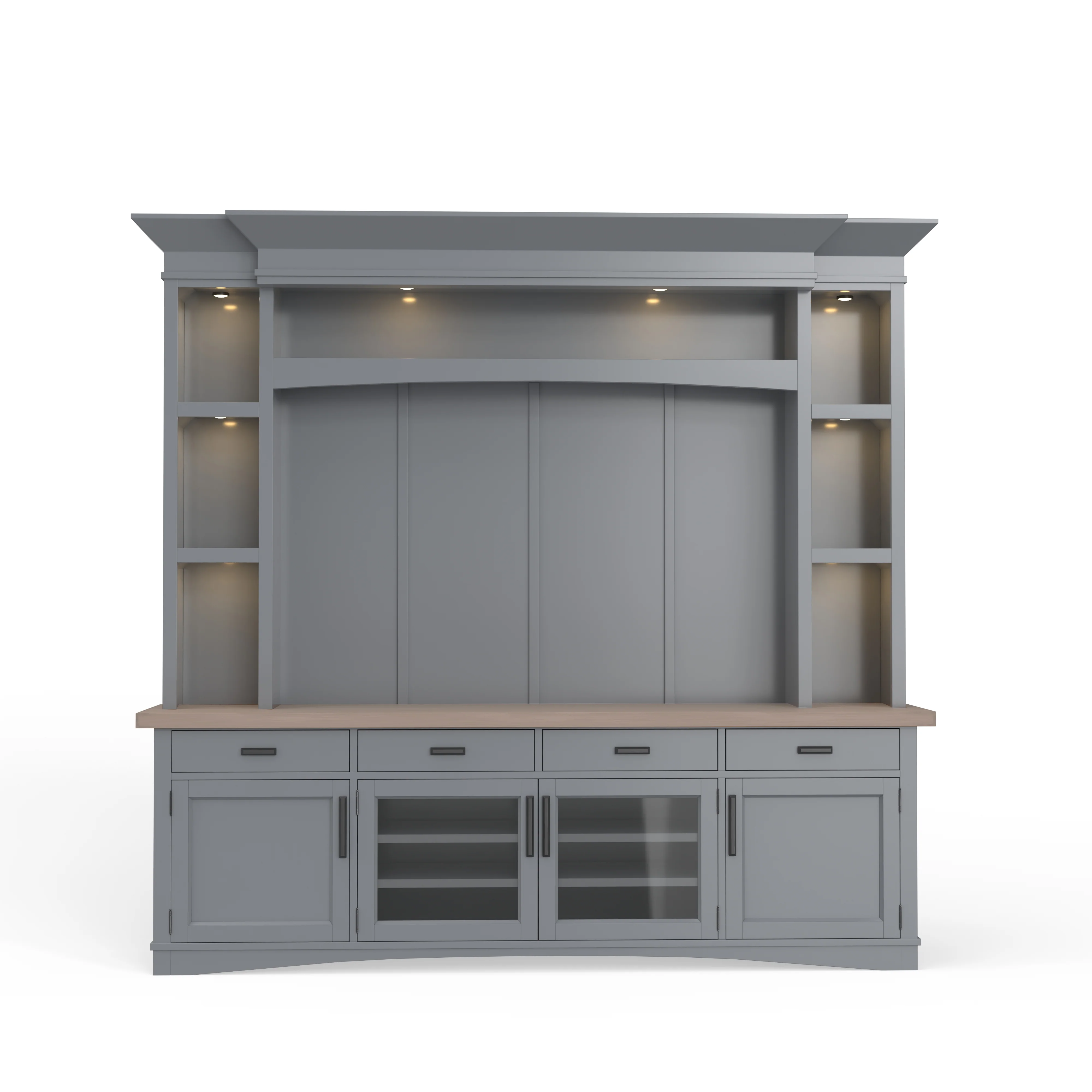 Parker House Americana Modern - Dove 92 In. TV Console with Hutch Back Panel and LED Lights - Image 2