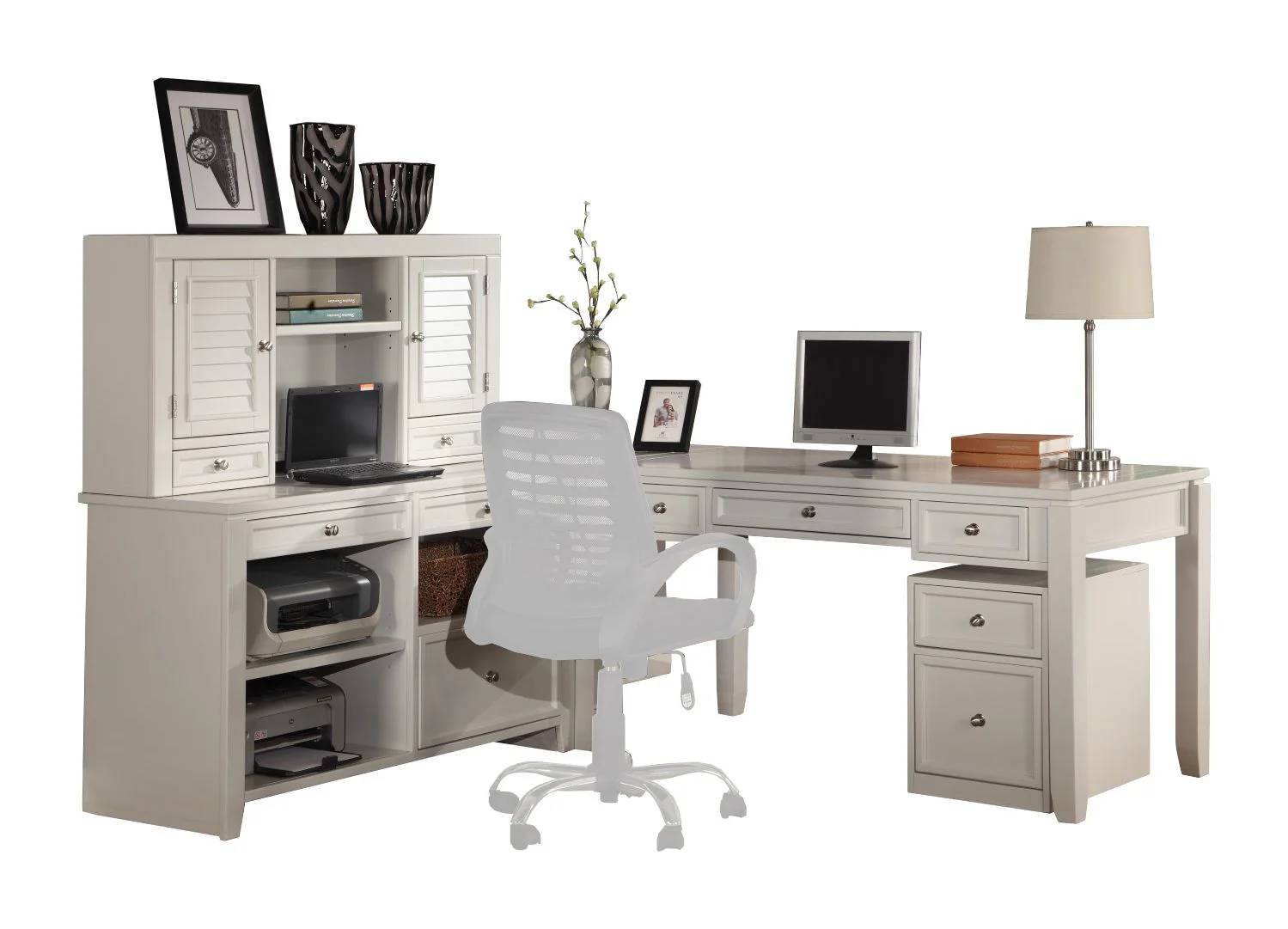 Parker House Boca L Shape Desk with File Credenza and Hutch - Image 2