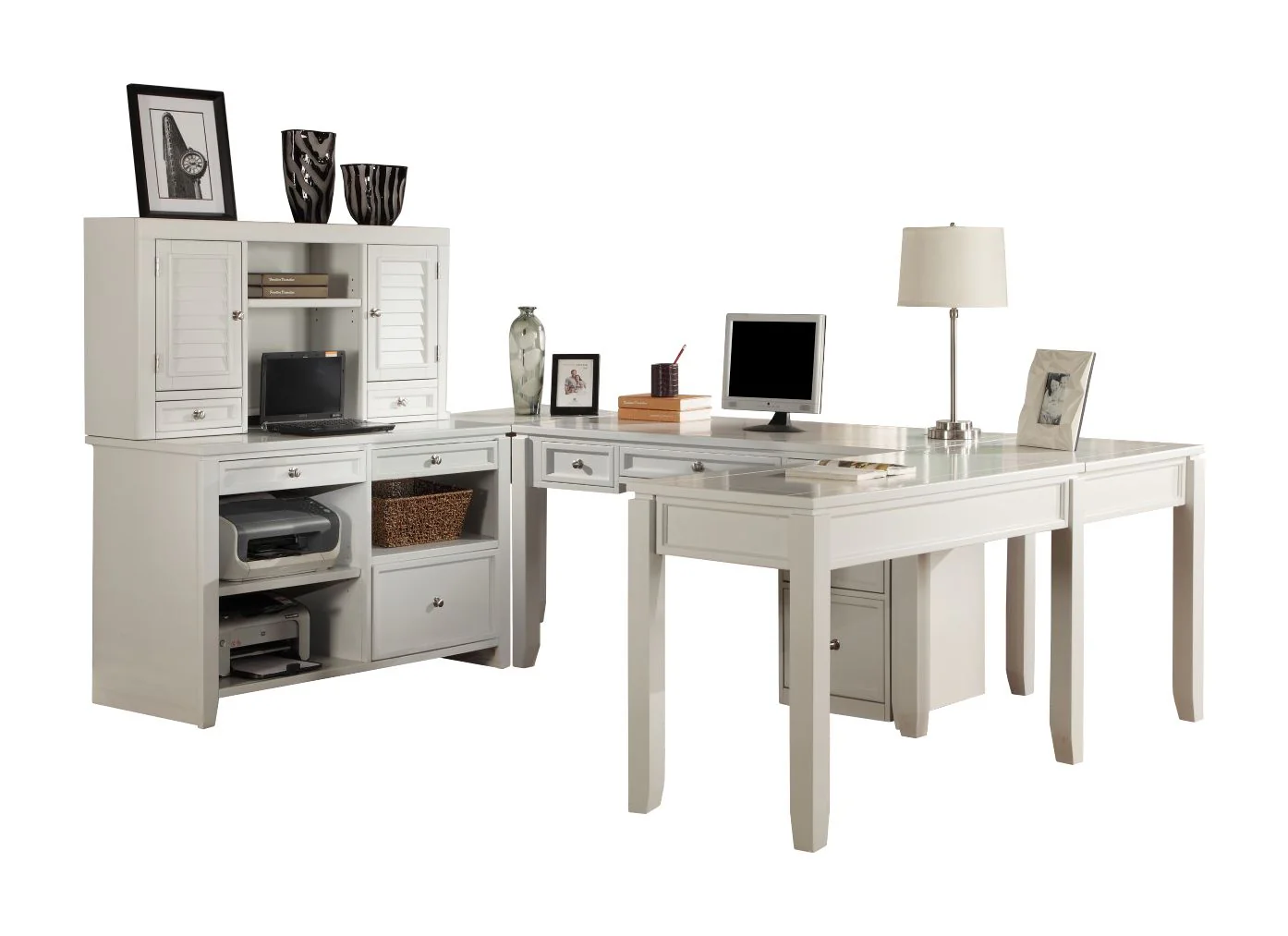 Parker House Boca U Shape Desk with Credenza File and Hutch - Image 2