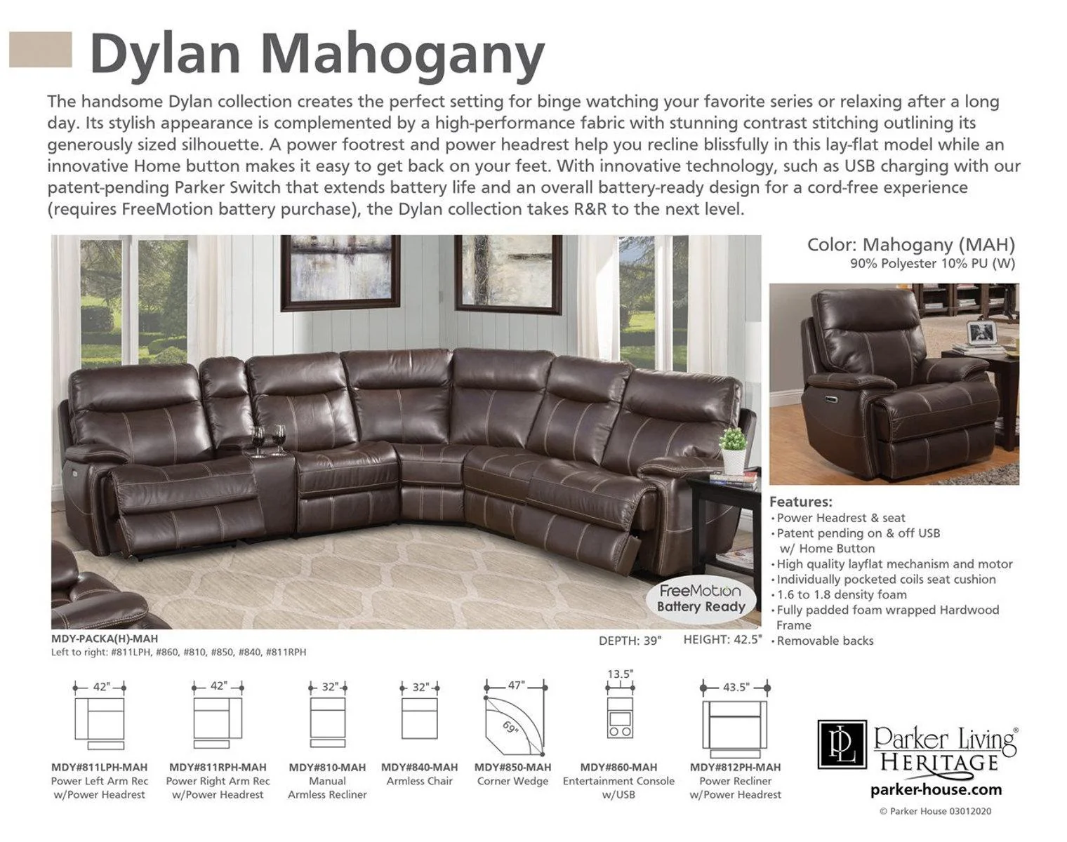 Parker House Dylan Entertainment Console in Mahogany - Image 4