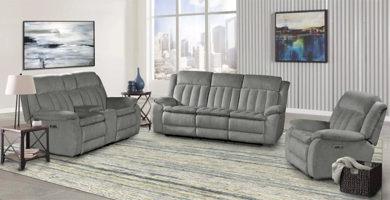 Parker House Furniture Cuddler Power Console Loveseat in Laurel Dove - Image 3