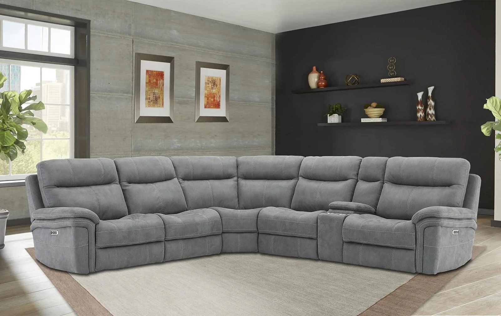 Parker House Mason RAF Chair Recliner Power with USB and Power Headrest in Carbon - Image 2