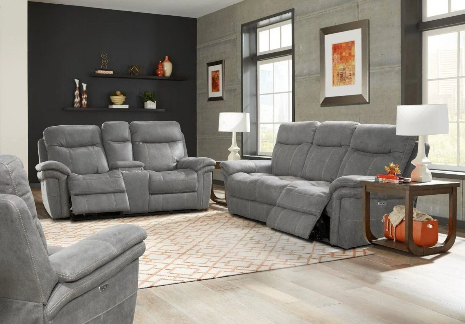 Parker House Mason Sofa Dual Reclining Power with USB Charging Port and Power Headrest in Carbon - Image 2