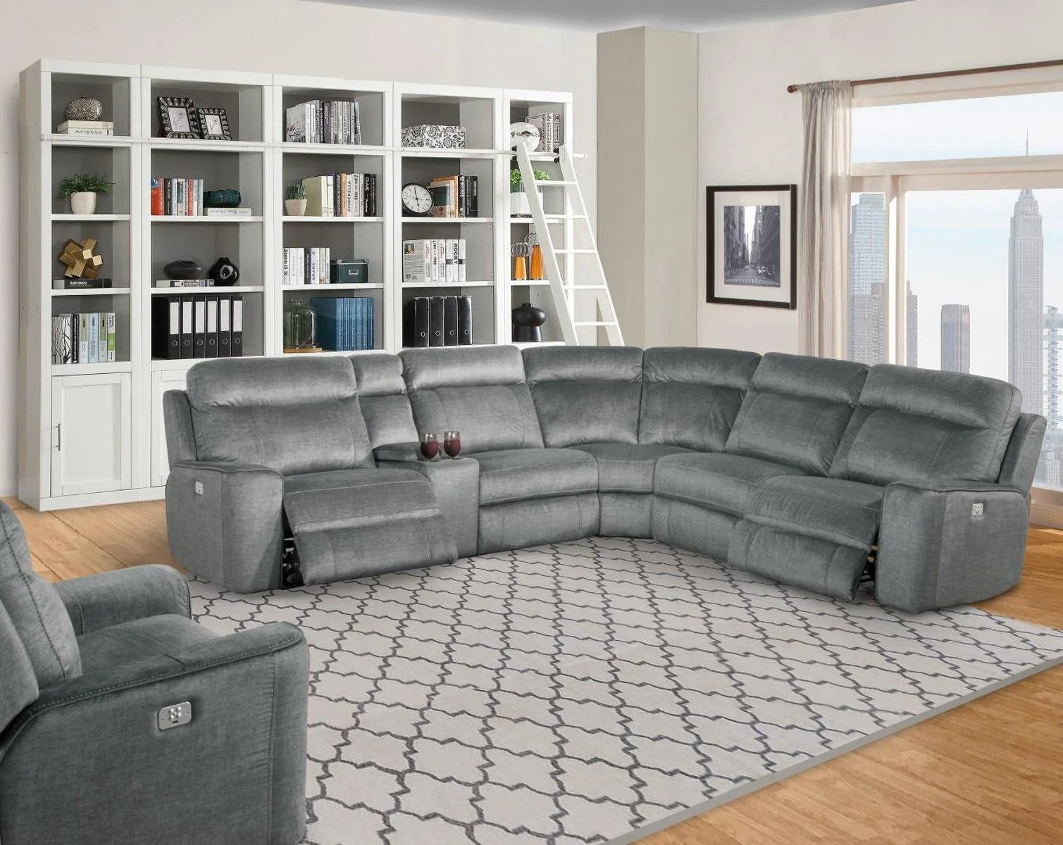 Parker House Parthenon LAF Chair Recliner Power with USB and Power Headrest in Titanium - Image 2