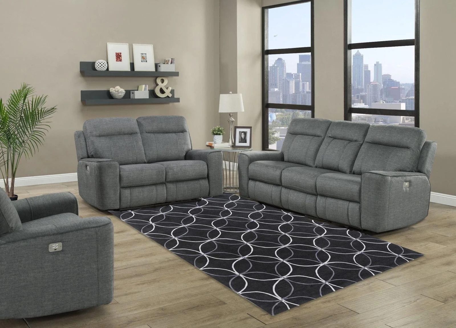 Parker House Parthenon Sofa Dual Power with USB and Power Headrest in Titanium - Image 3