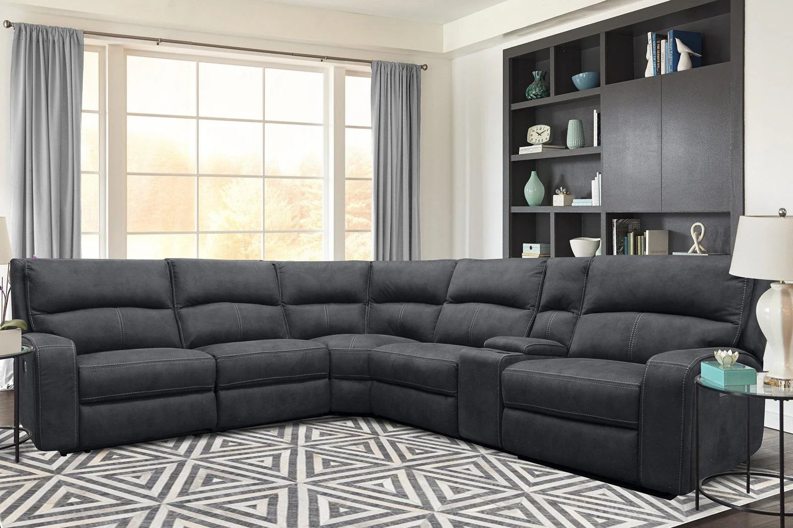 Parker House Polaris Manual Armless Recliner in Slate - Image 2