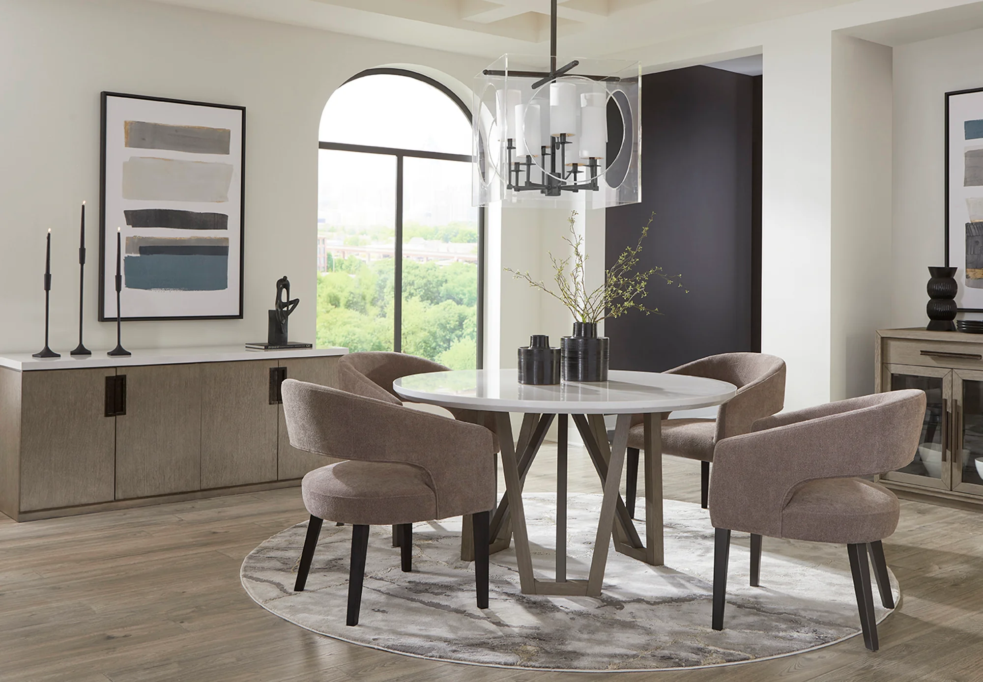 Parker House Pure Modern Dining 54 In. Round Table with Wood Base - Image 4