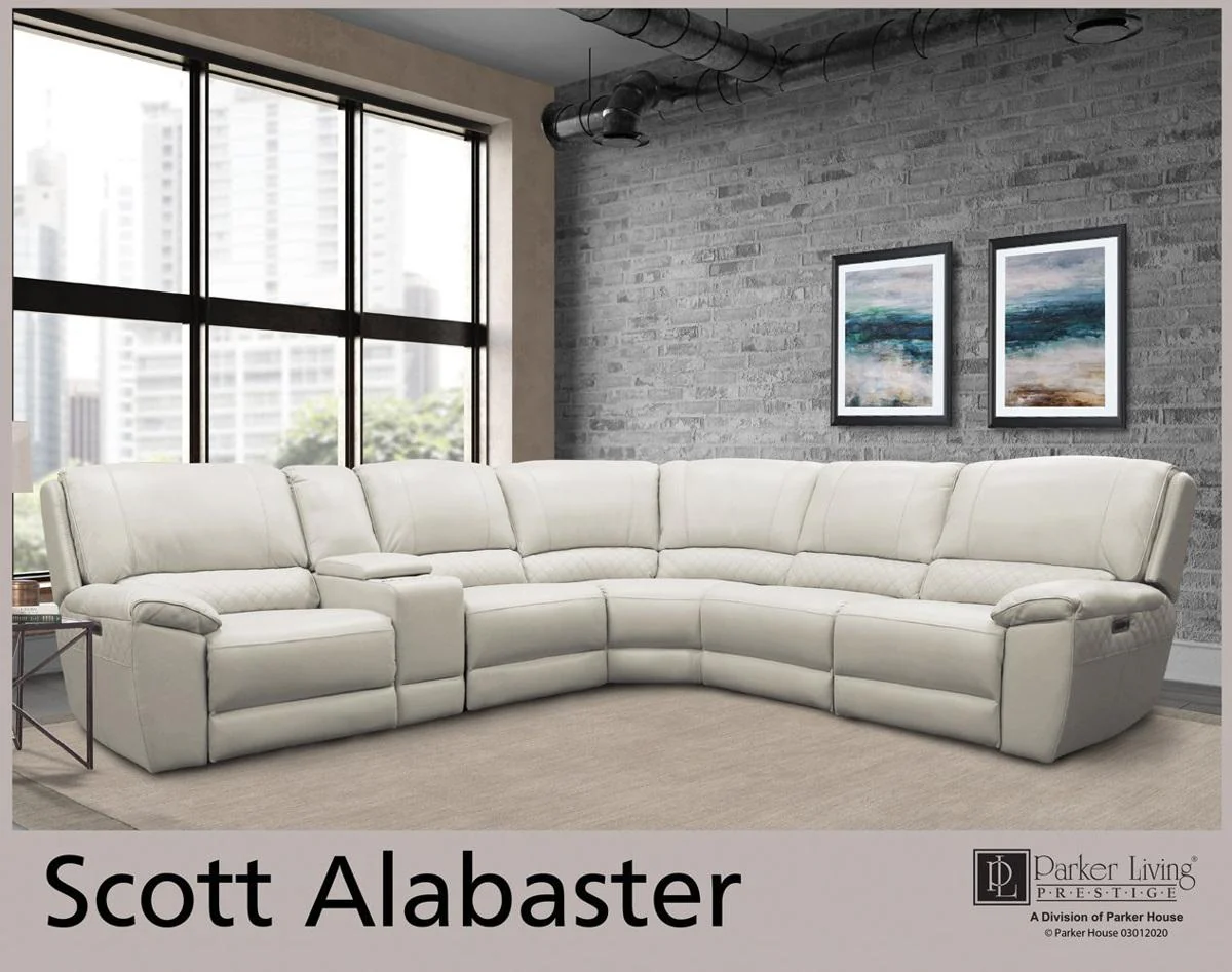 Parker House Scott Power Right Arm Facing Recliner in Alabaster - Image 2