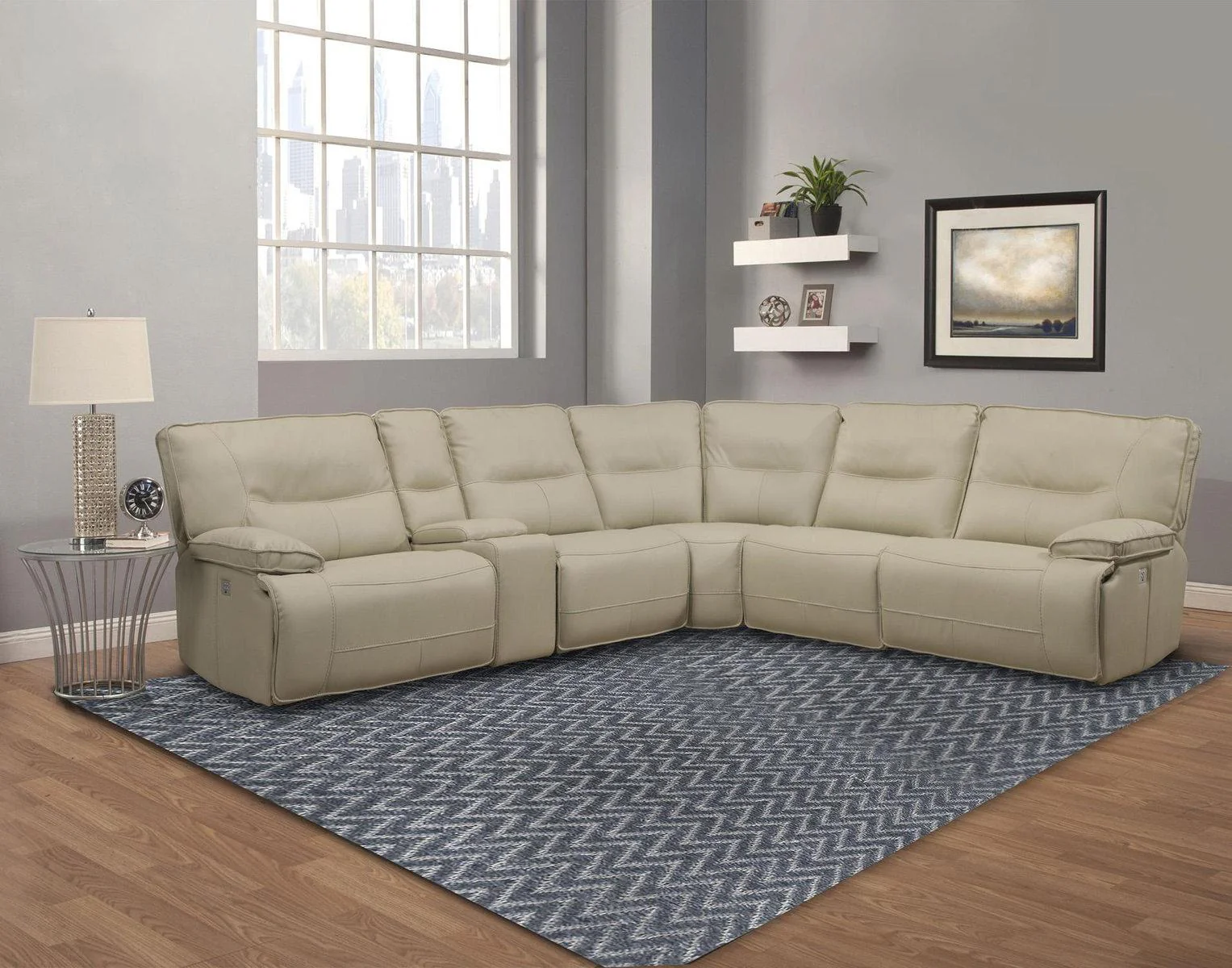 Parker House Spartacus LAF Chair Recliner Power with USB and Power Headrest in Oyster - Image 2