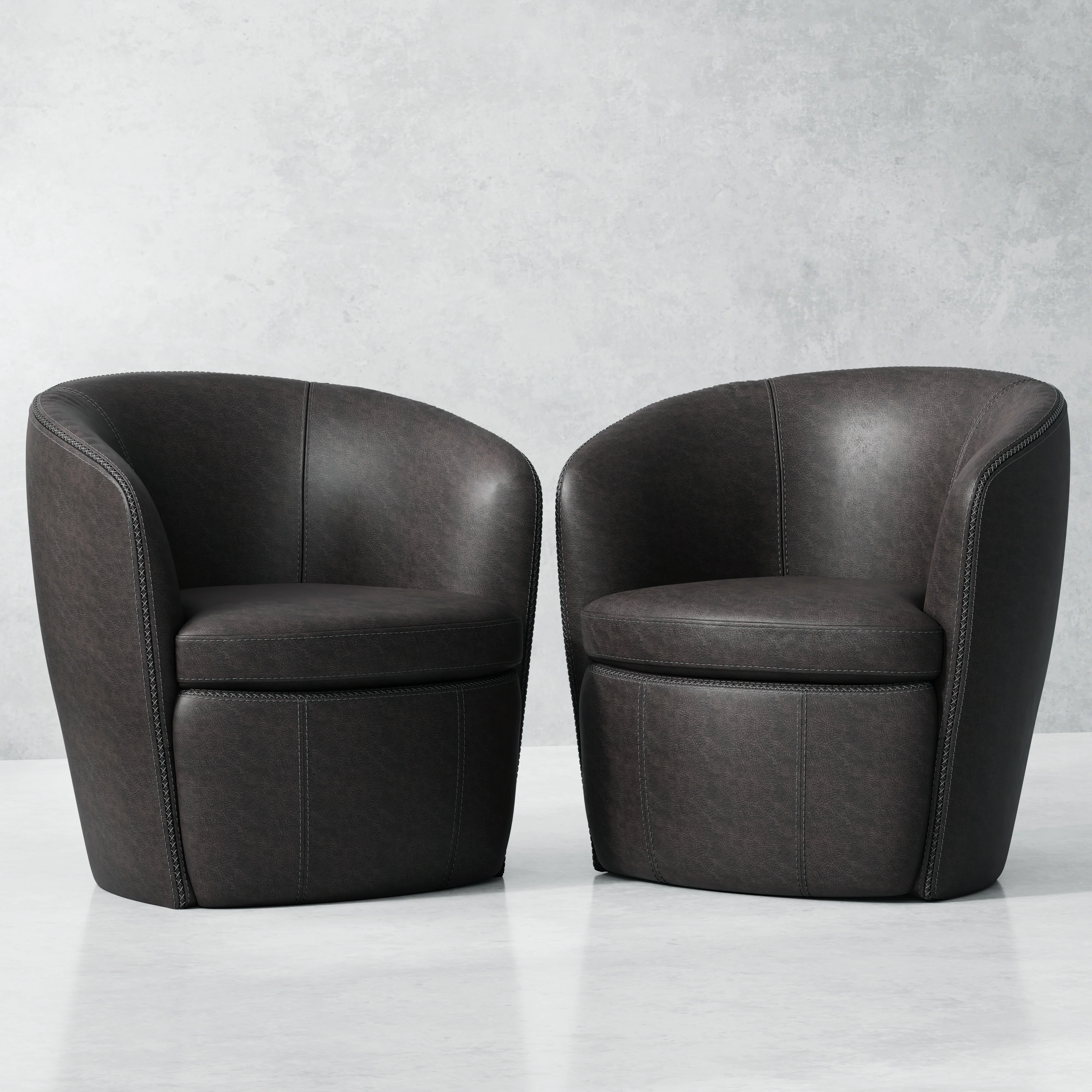 Parker Living Barolo - Vintage Slate 100% Italian Leather Swivel Club Chair Two Pack - Image 4