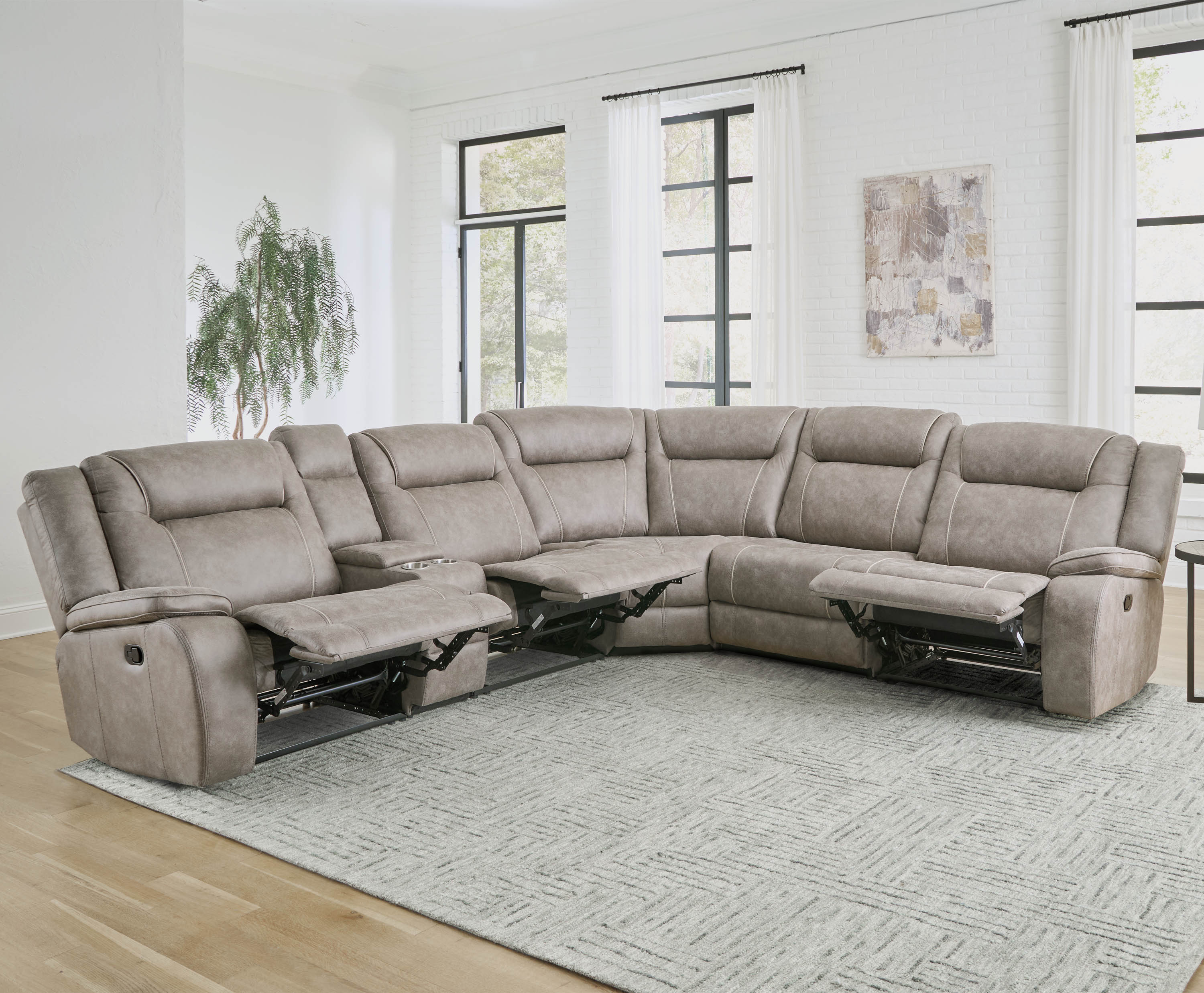 Parker Living Blake - Desert Taupe 6 Piece Modular Reclining Sectional and Entertainment Console - Image 4