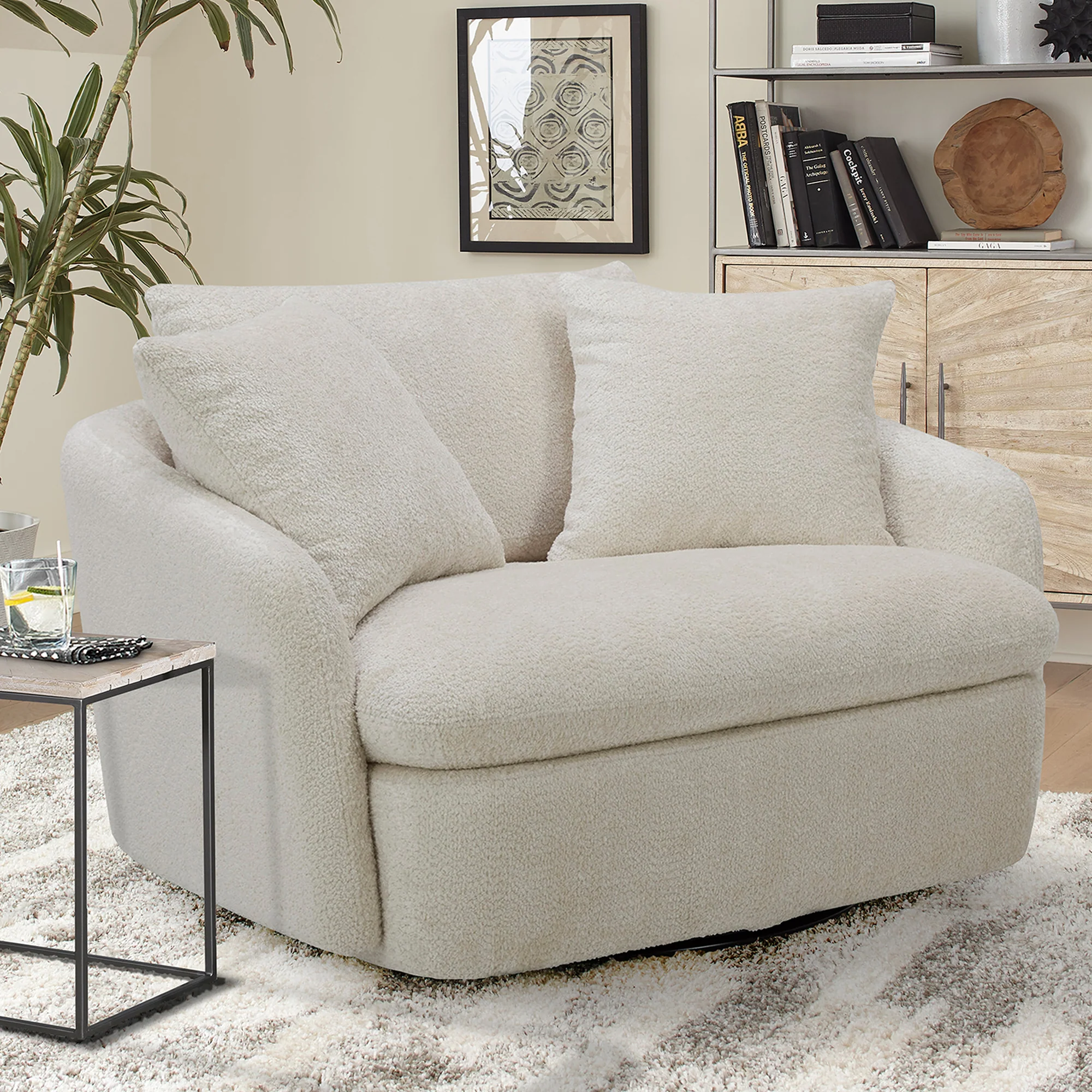 Parker Living Boomer - Utopia Sand Large Swivel Chair with 2 Toss Pillows - Image 3