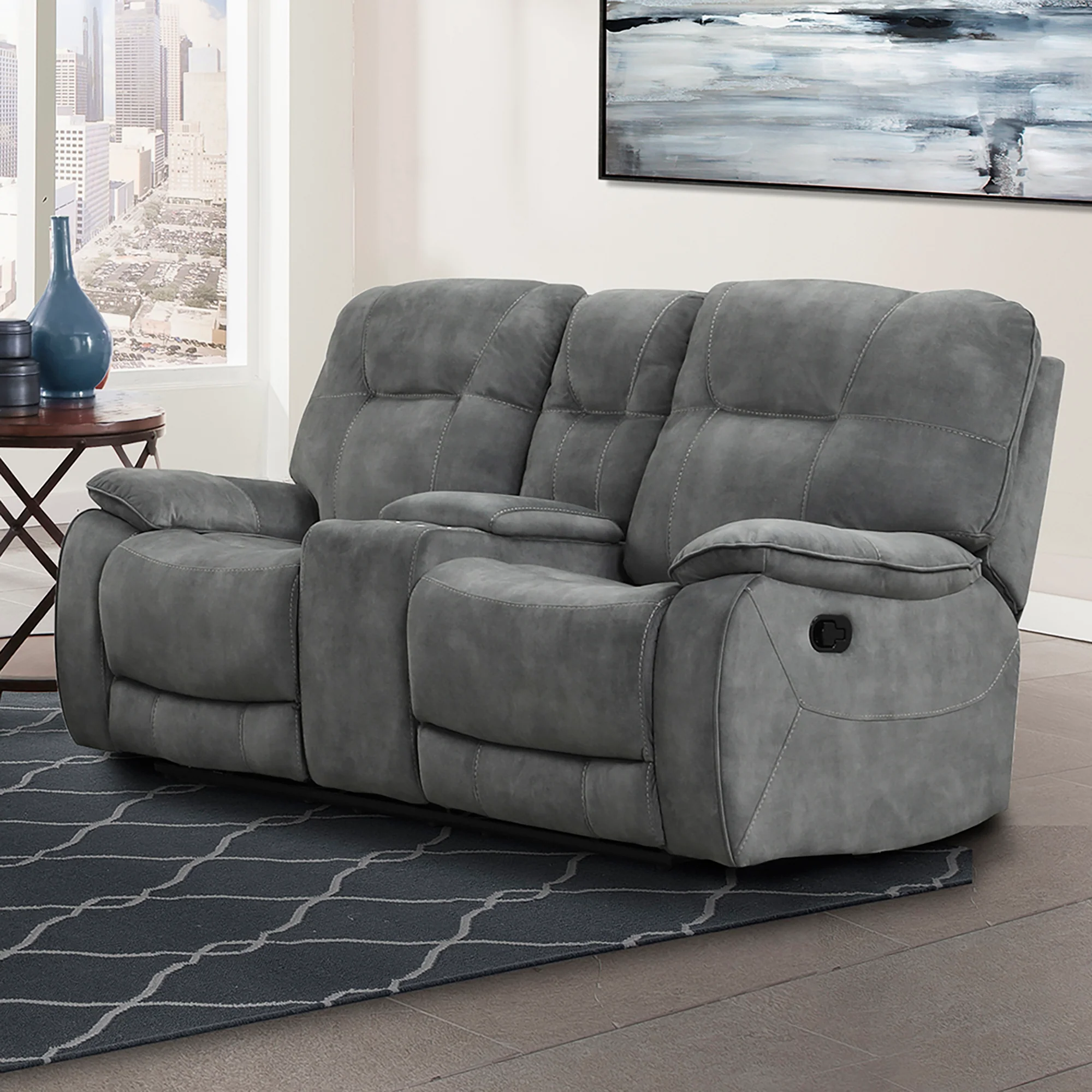 Parker Living Cooper - Shadow Grey Manual Reclining Sofa Loveseat and Recliner - Image 4