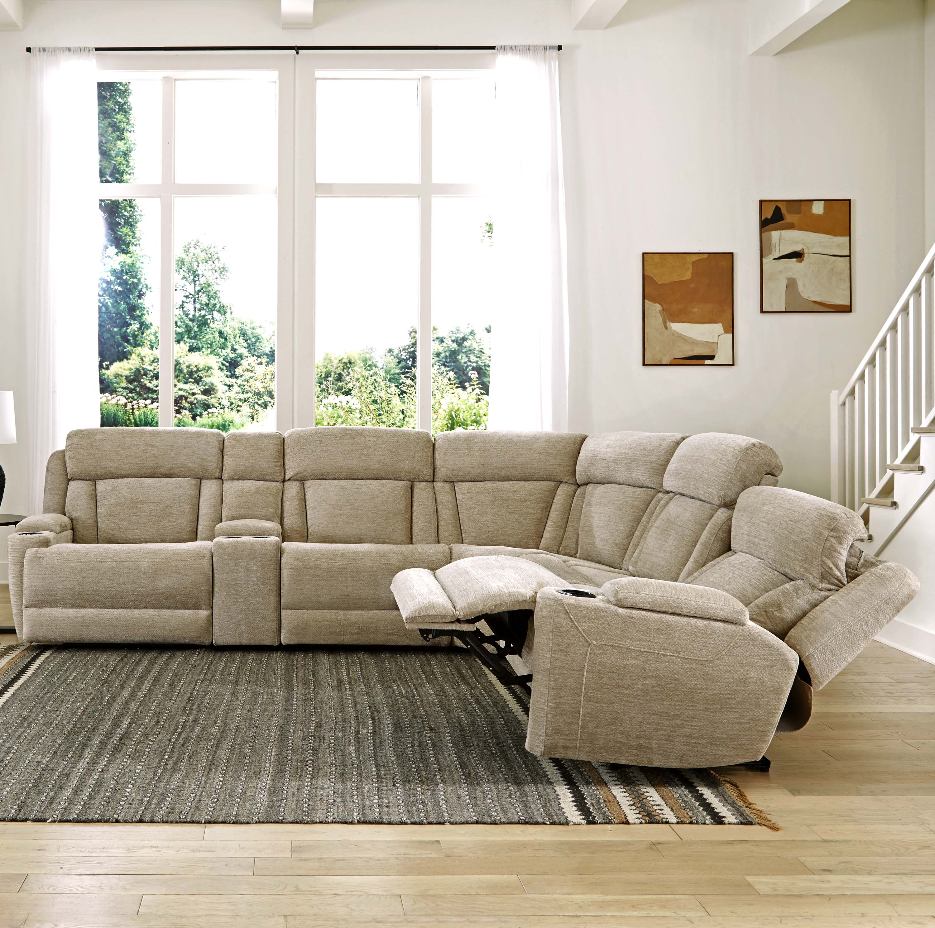 Parker Living Dalton - Lucky Fawn 6 Piece Modular Power Reclining Sectional with Power Adjustable Headrests - Image 4