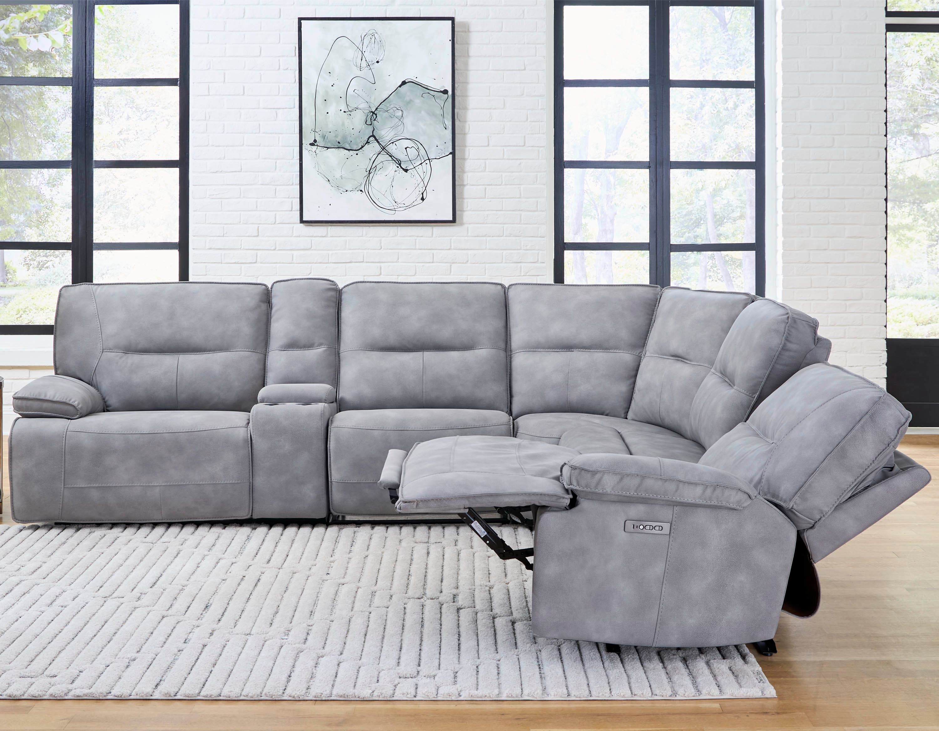 Parker Living Gladiator - Sky 6 Piece Modular Power Reclining Sectional with Power Adjustable Headrests - Image 5