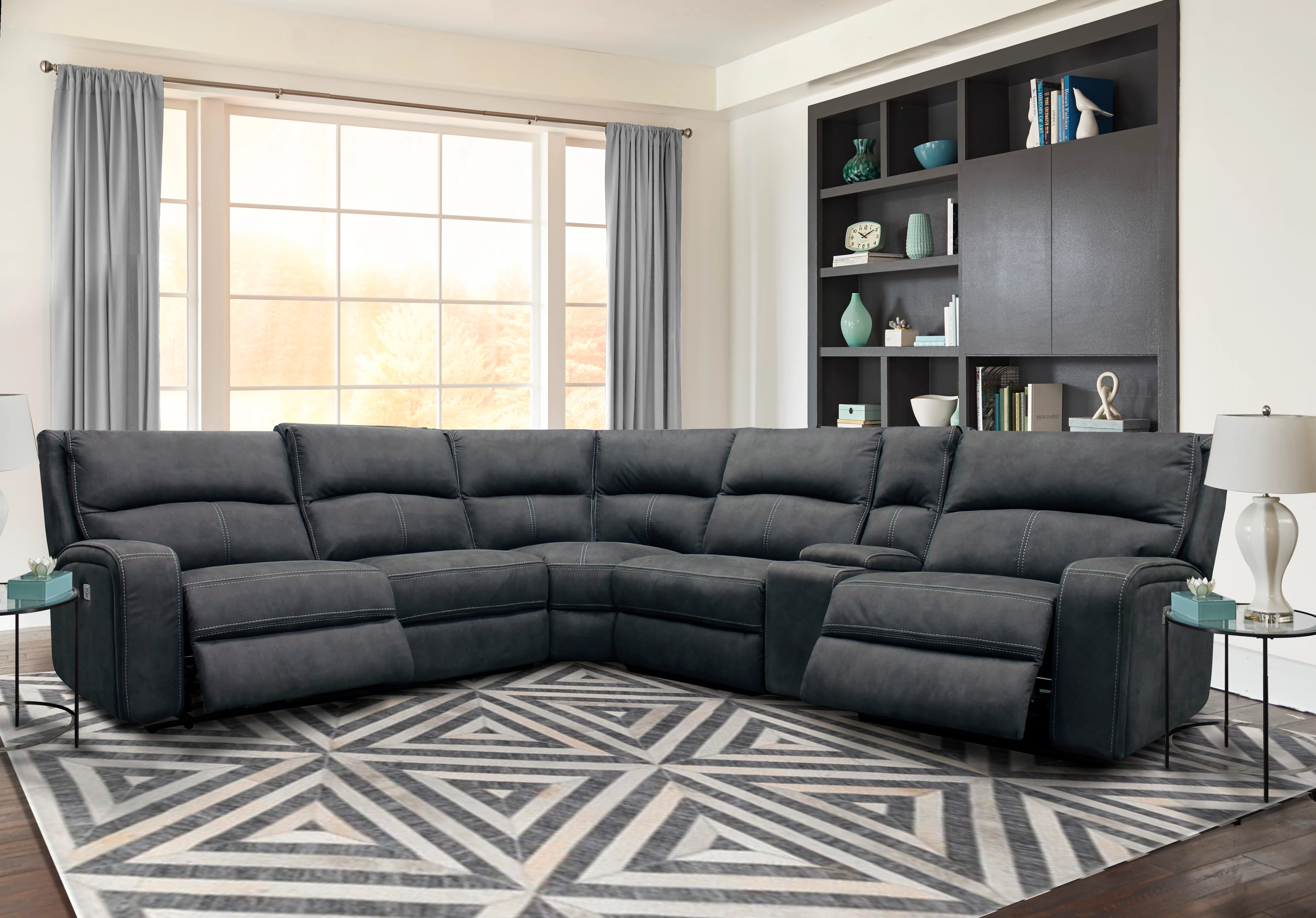 Parker Living Polaris - Slate 6 Piece Modular Power Reclining Sectional with Power Adjustable Headrests - Image 3