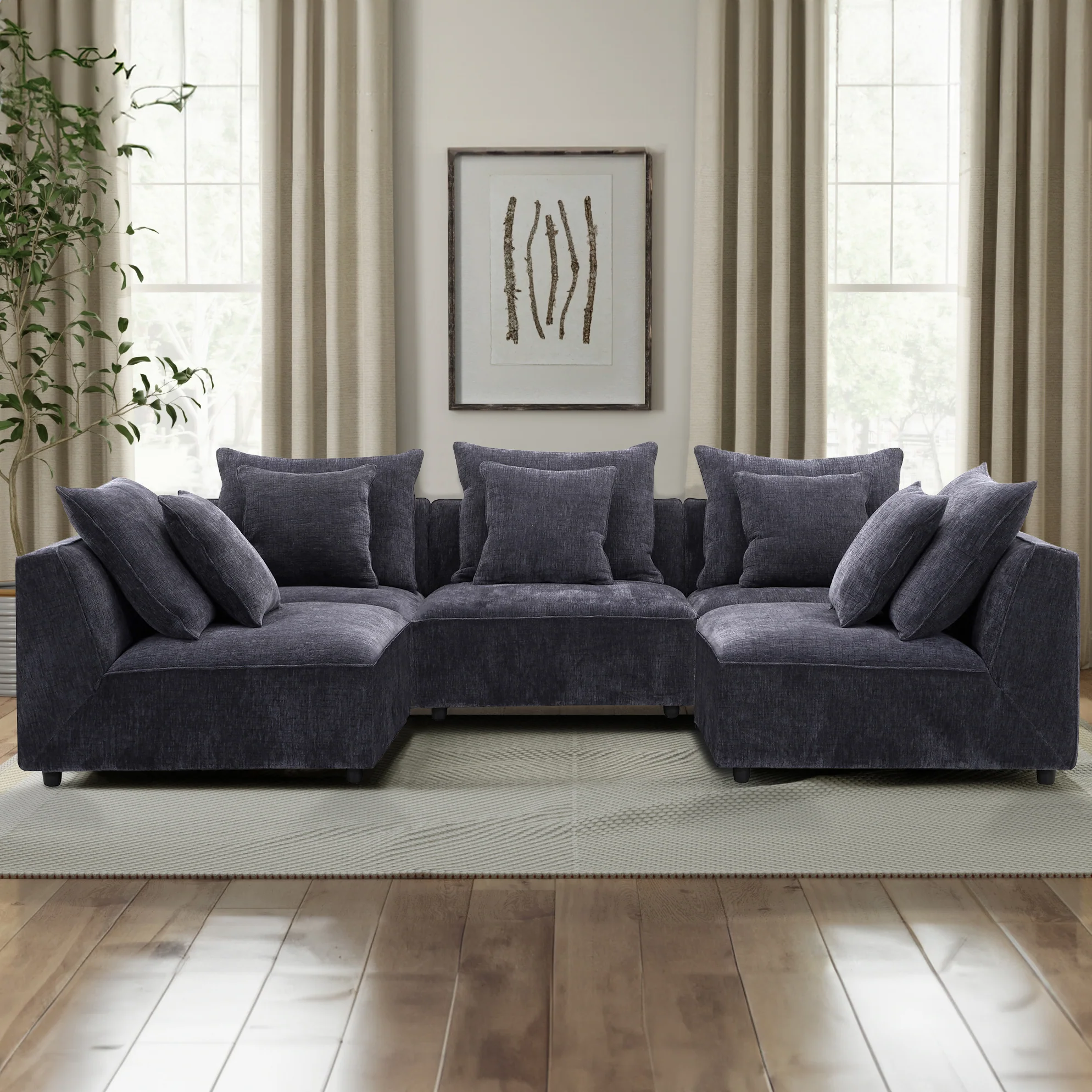 Parker Living Recess - Reptile Blue 5 Piece Modular Sectional - Image 4