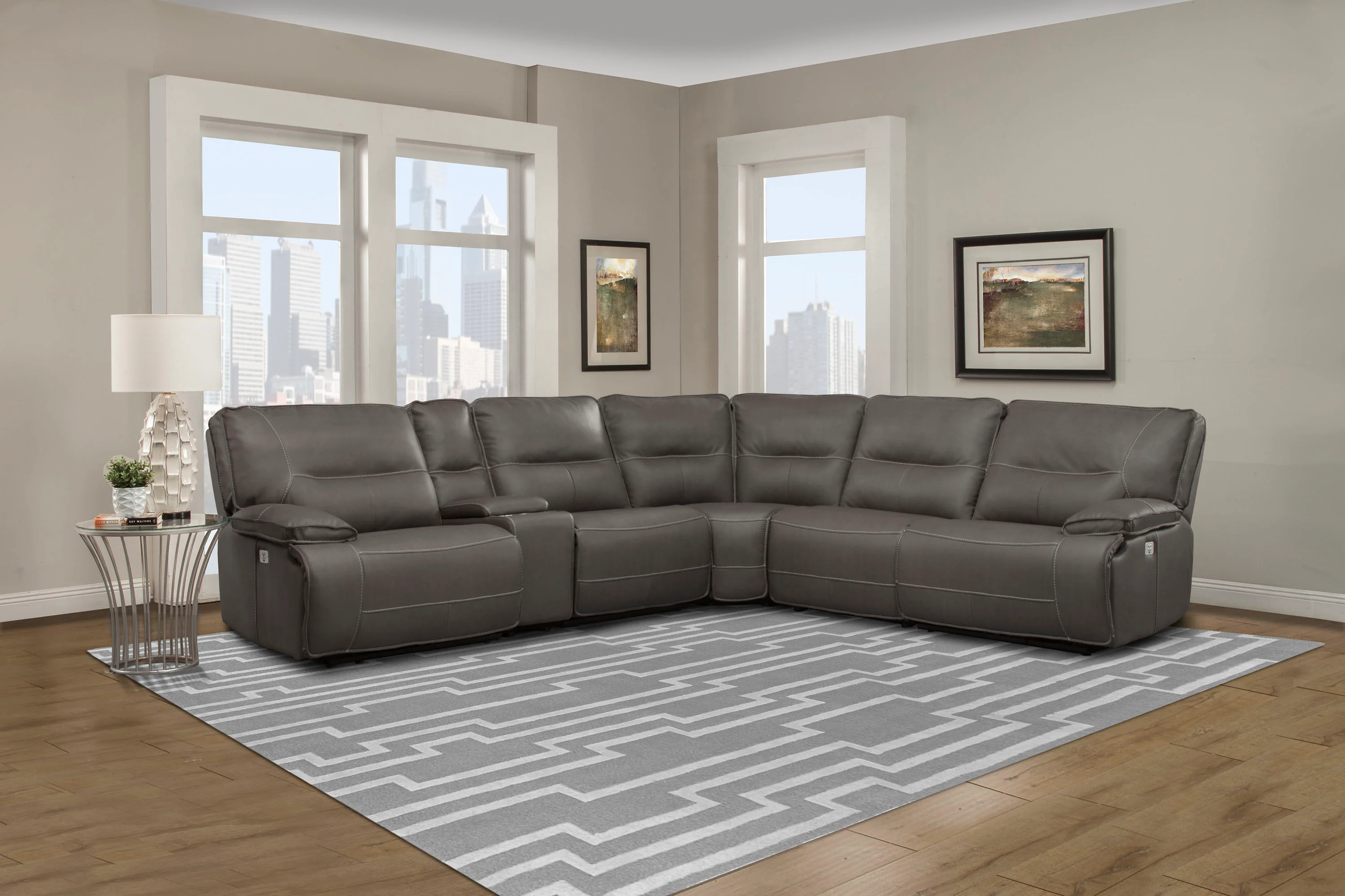 Parker Living Spartacus - Haze 6 Piece Modular Power Reclining Sectional with Power Adjustable Headrests - Image 5