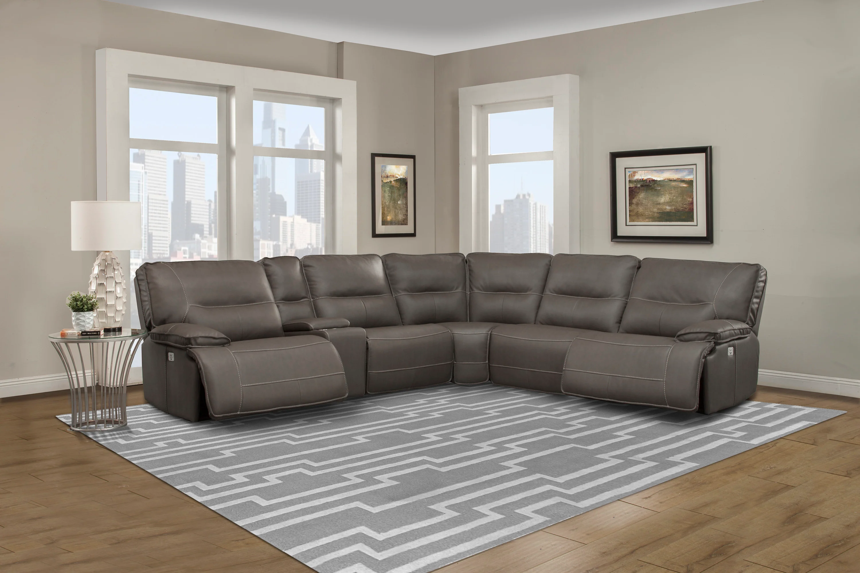 Parker Living Spartacus - Haze 6 Piece Modular Power Reclining Sectional with Power Adjustable Headrests - Image 6
