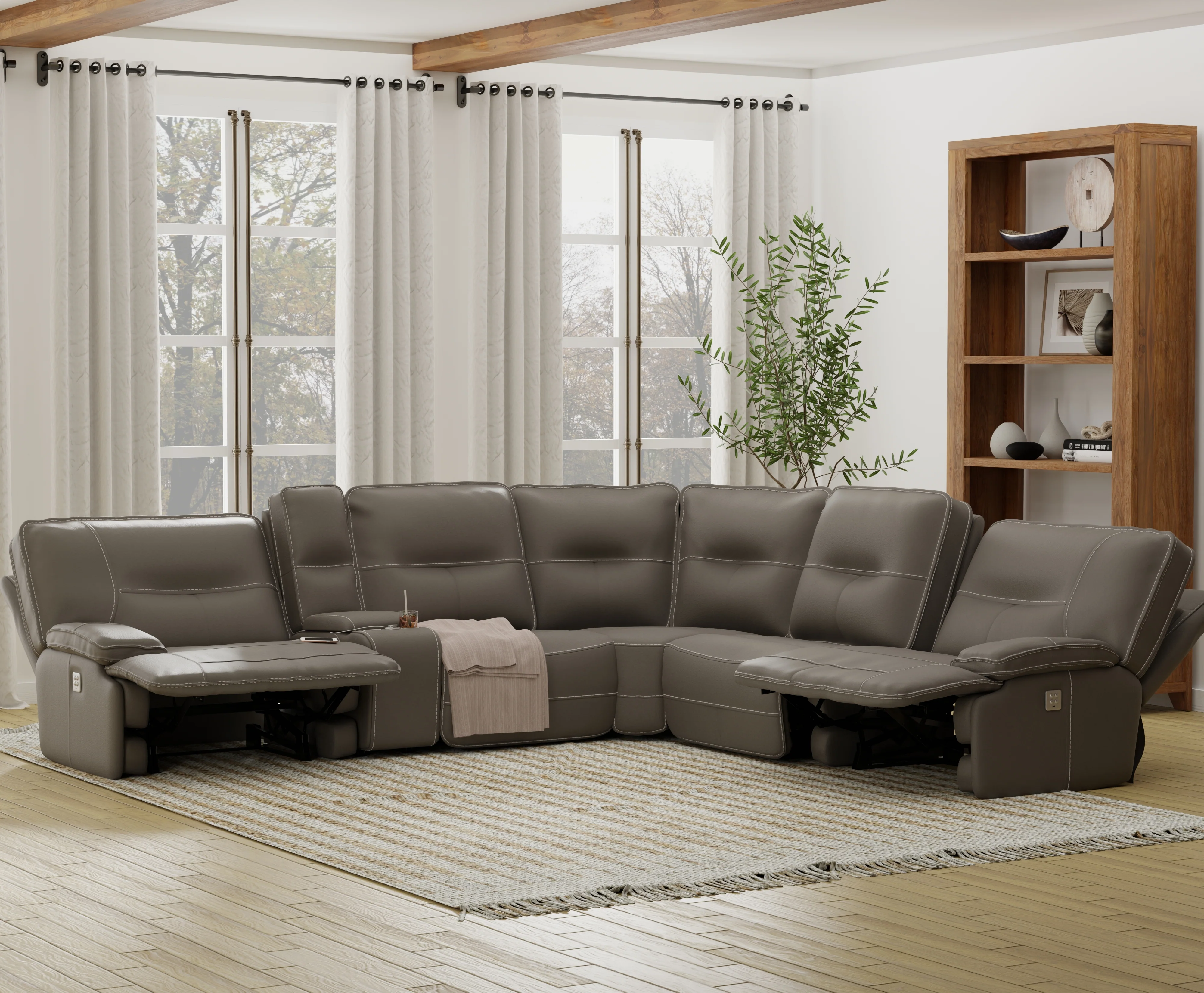 Parker Living Spartacus - Haze 6 Piece Modular Power Reclining Sectional with Power Adjustable Headrests - Image 7