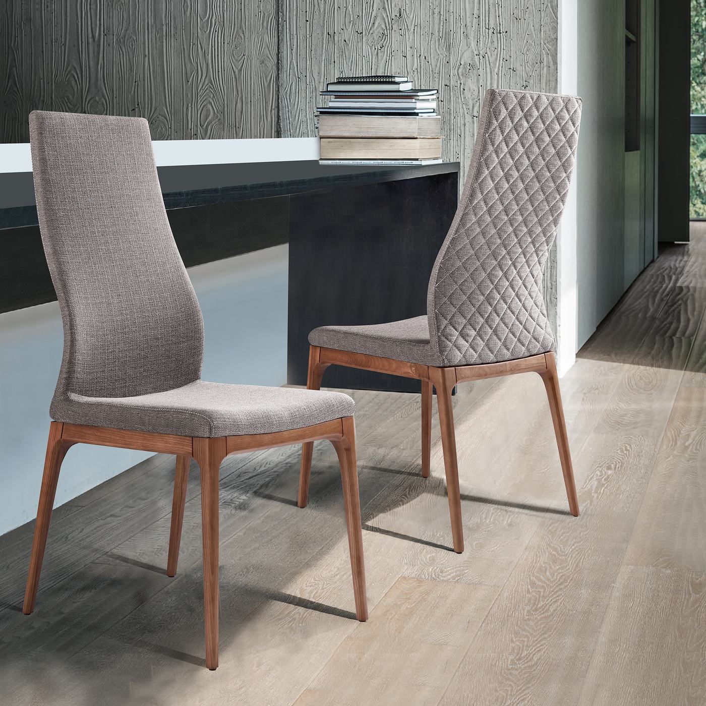 Parker Mid-Century Dining Chair in Walnut Finish and Gray Fabric - Set of 2 - Image 11