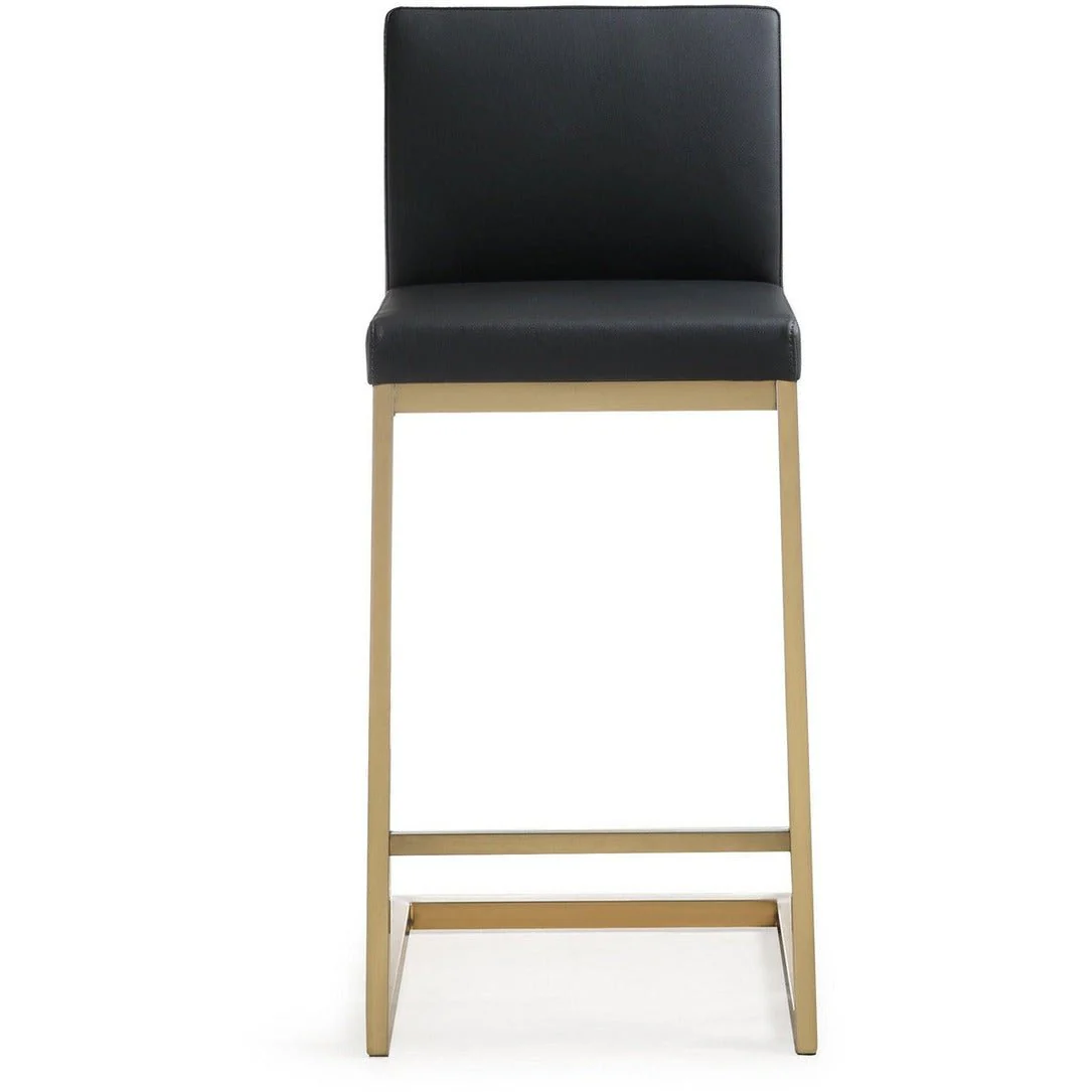 Parma Black Performance Vegan Leather and Gold Steel Counter Stool - Set of 2 - Image 5