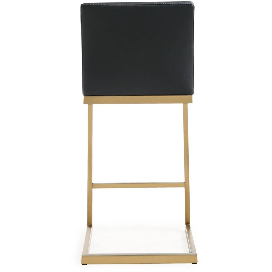 Parma Black Performance Vegan Leather and Gold Steel Counter Stool - Set of 2 - Image 6