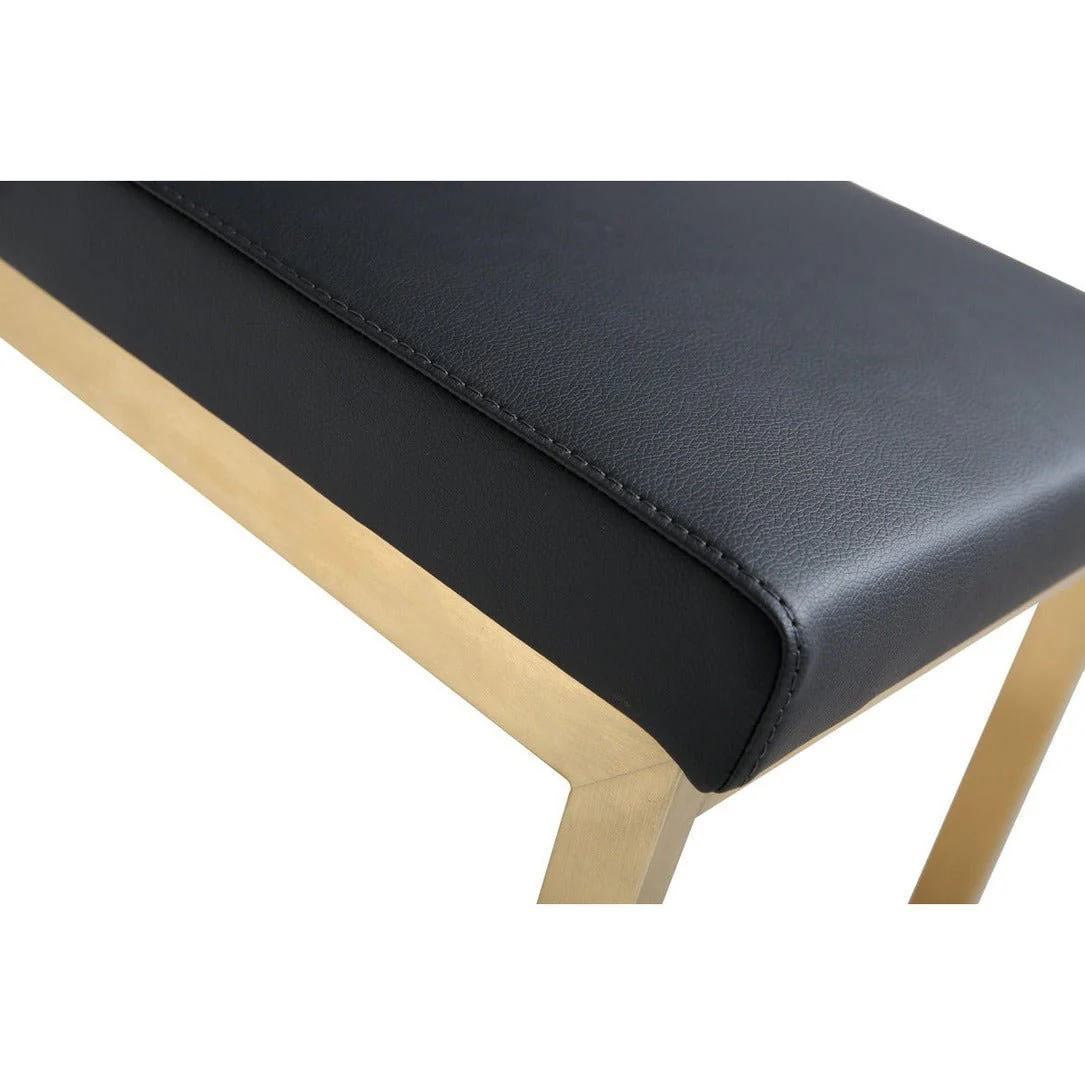 Parma Black Performance Vegan Leather and Gold Steel Counter Stool - Set of 2 - Image 8