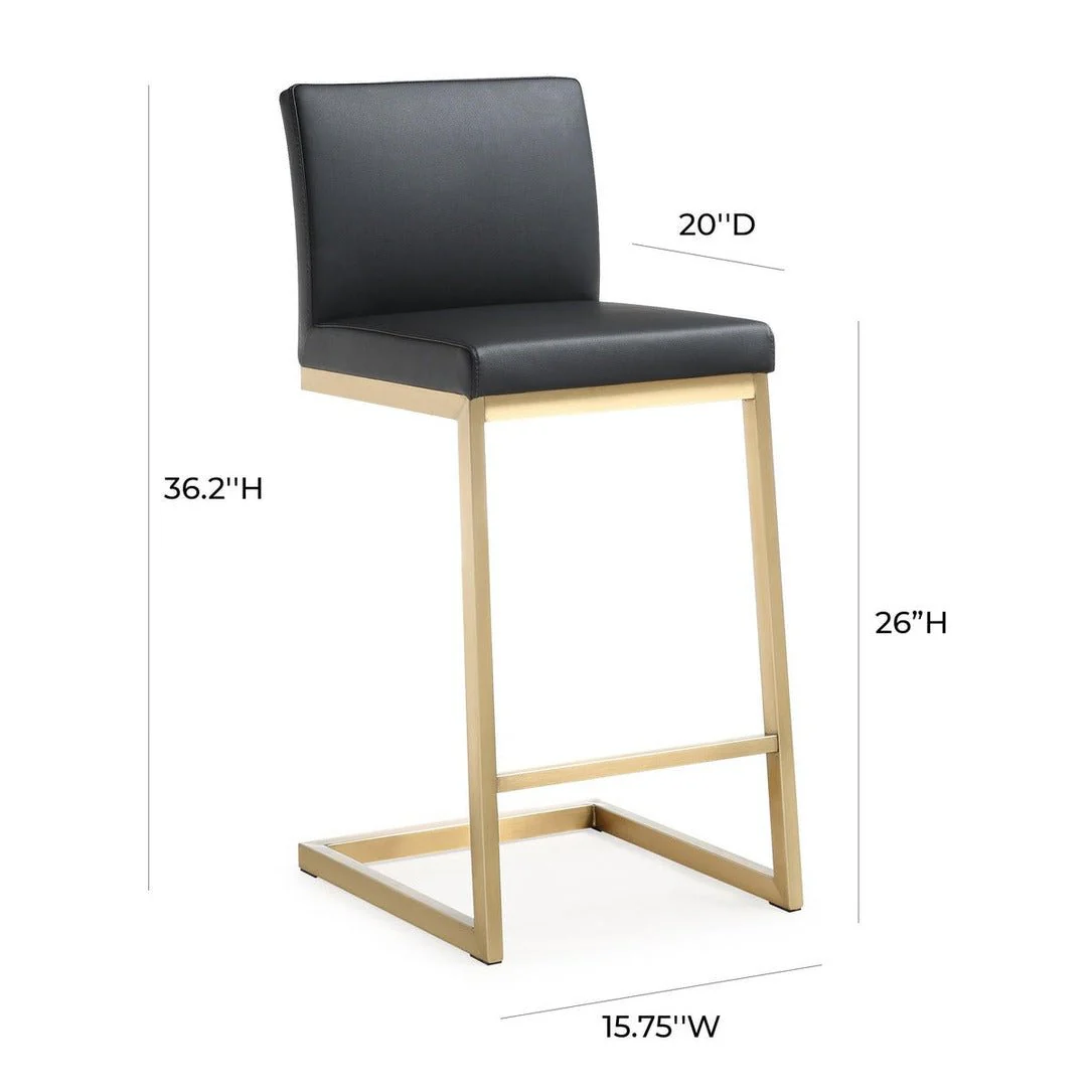 Parma Black Performance Vegan Leather and Gold Steel Counter Stool - Set of 2 - Image 9