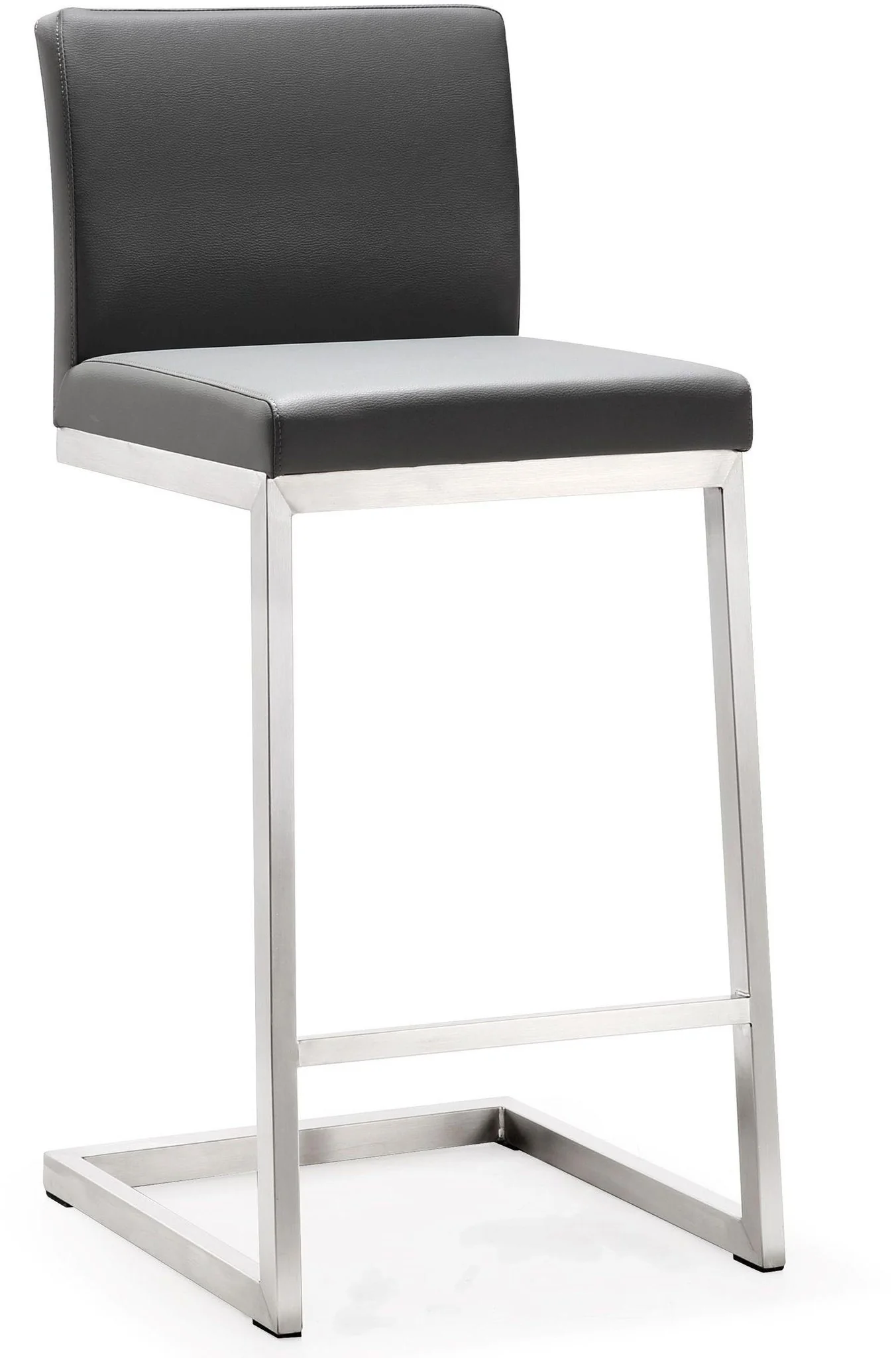 Parma Grey Performance Vegan Leather and Stainless Steel Counter Stool - Set of 2 - Image 3