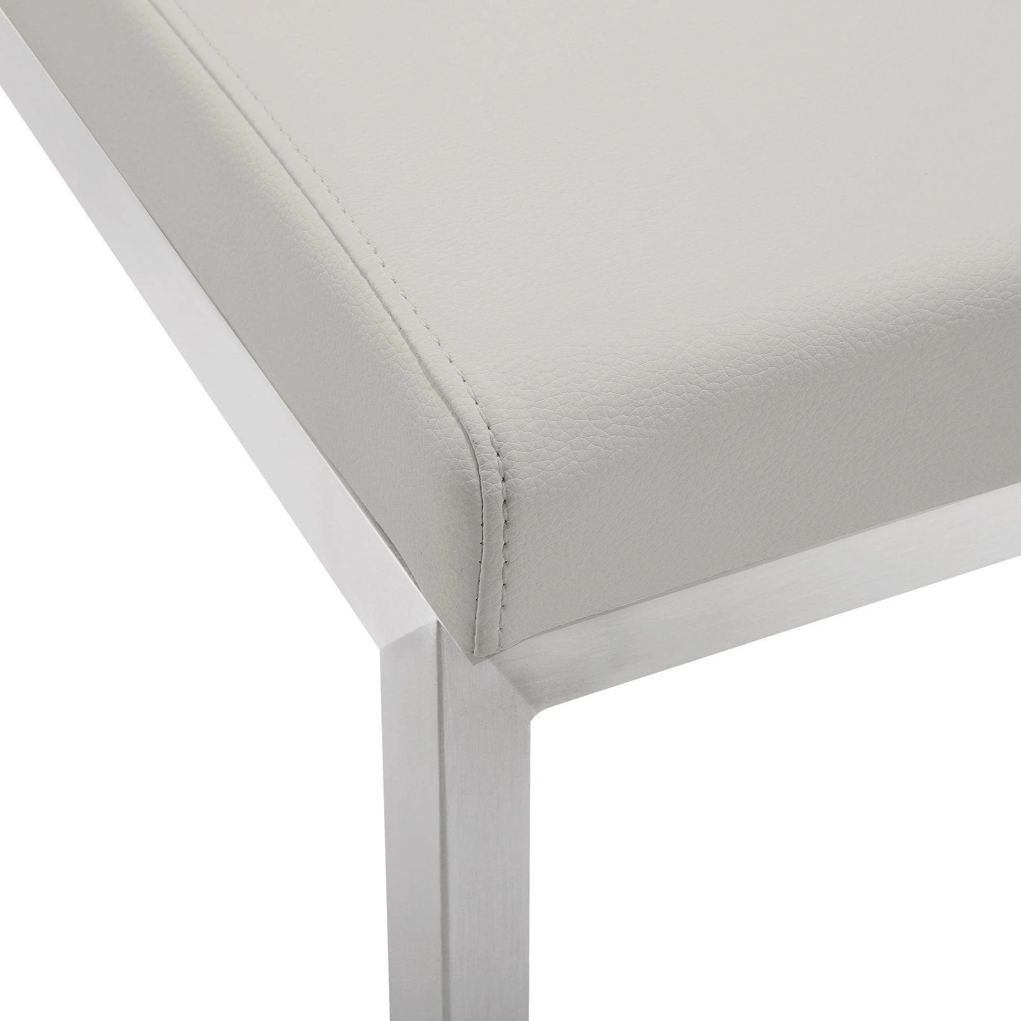 Parma Light Grey Performance Vegan Leather and Stainless Steel Counter Stool - Set of 2 - Image 7
