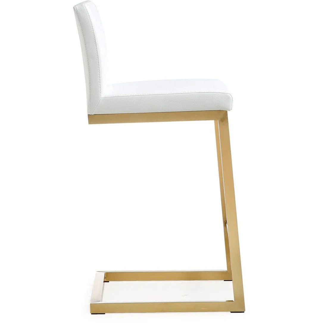Parma White Performance Vegan Leather and Gold Steel Counter Stool - Set of 2 - Image 5