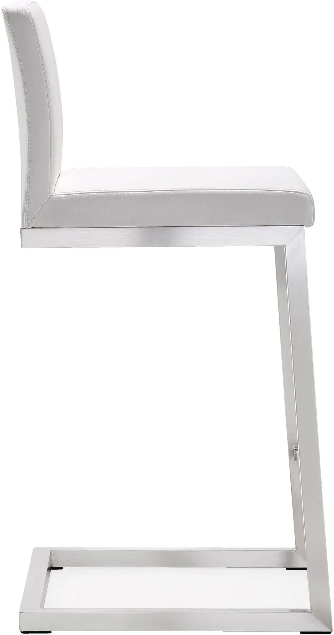 Parma White Performance Vegan Leather and Stainless Steel Counter Stool - Set of 2 - Image 5
