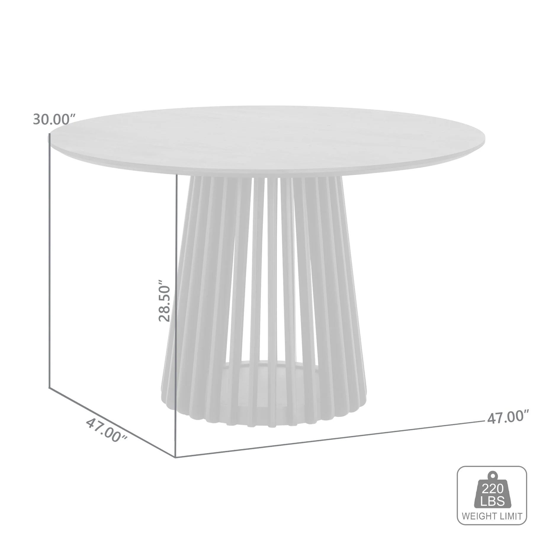 Pasadena 47" Wood Round Dining Table in Natural Oak Finish - Image 6