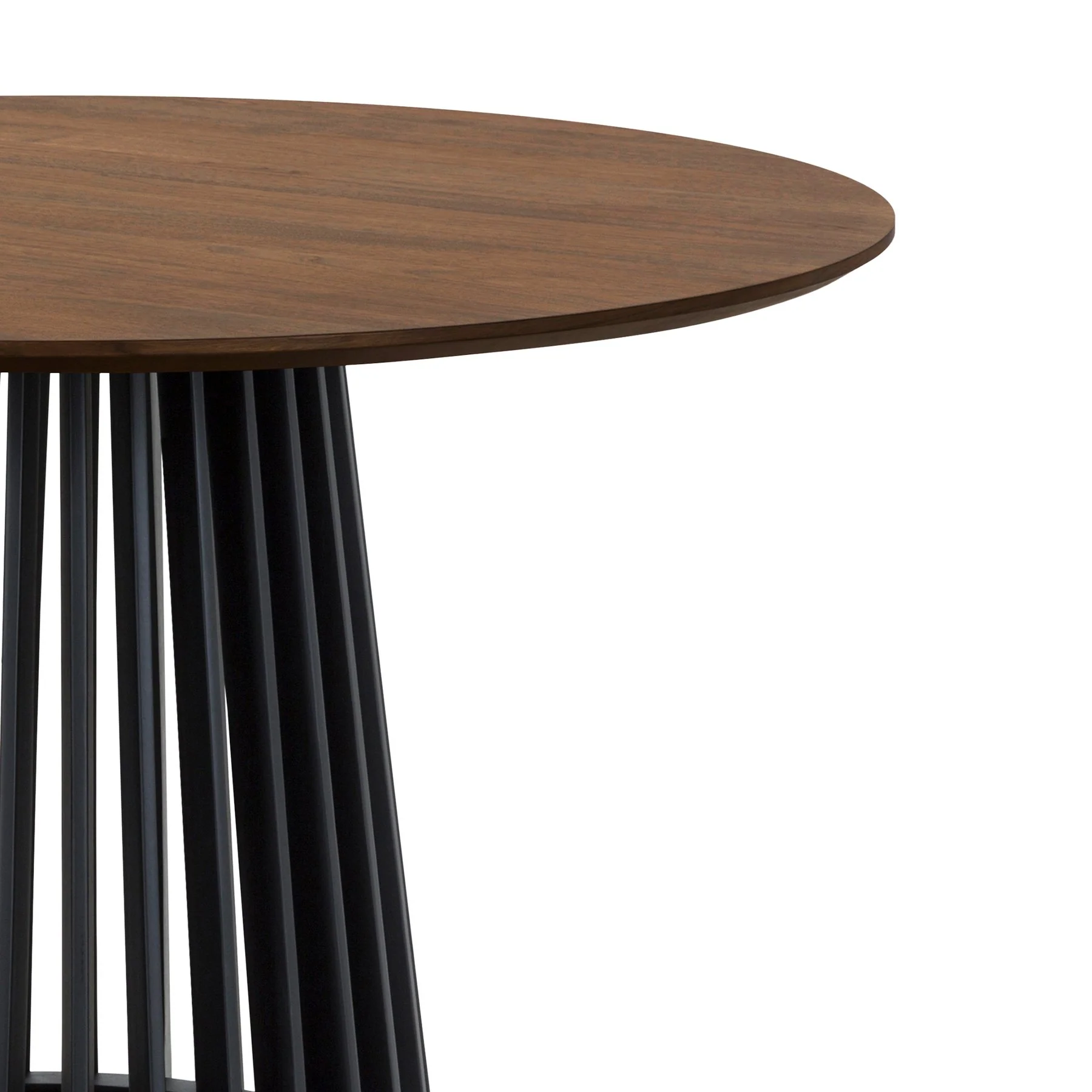 Pasadena 47" Wood Round Dining Table with Walnut Finish and Black Base - Image 2