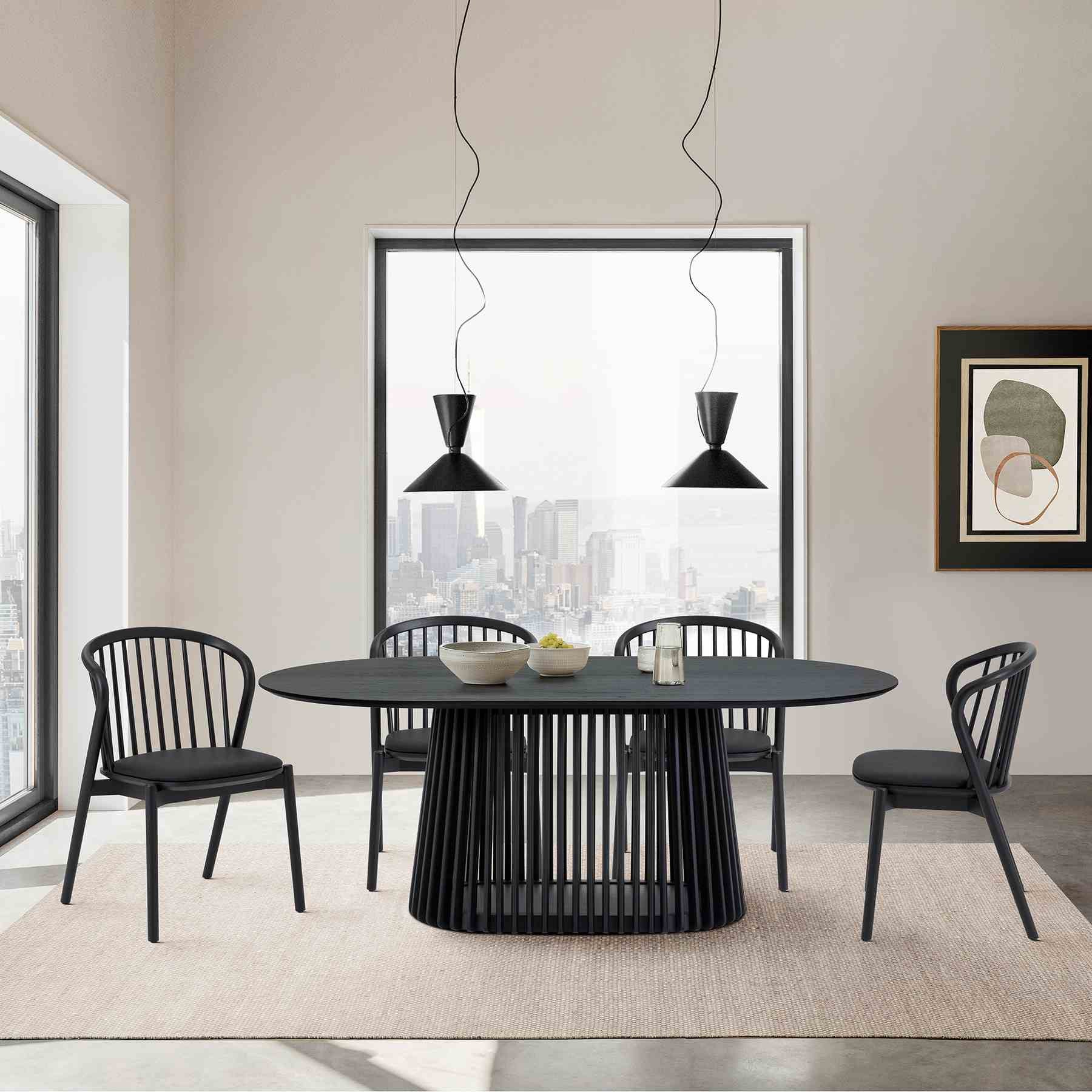 Pasadena 79" Wood Oval Dining Table in Black Oak Finish - Image 9