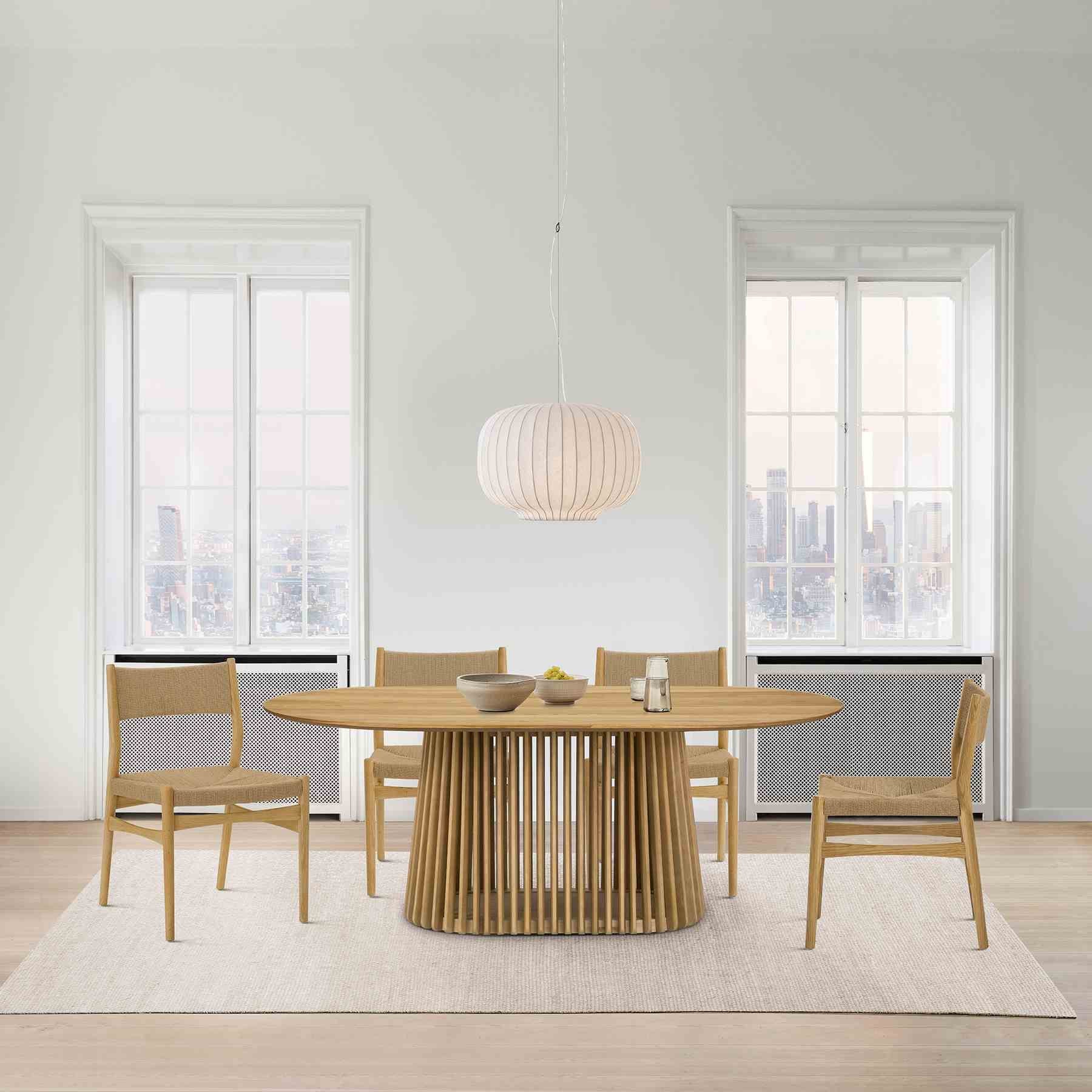 Pasadena 79" Wood Oval Dining Table in Natural Oak Finish - Image 9