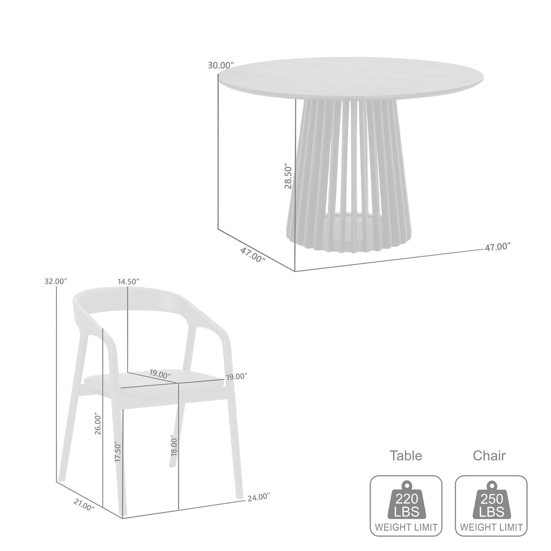 Pasadena Apache 5 Piece Round Dining Set in Black Oak Finish with Black Faux Leather - Image 10