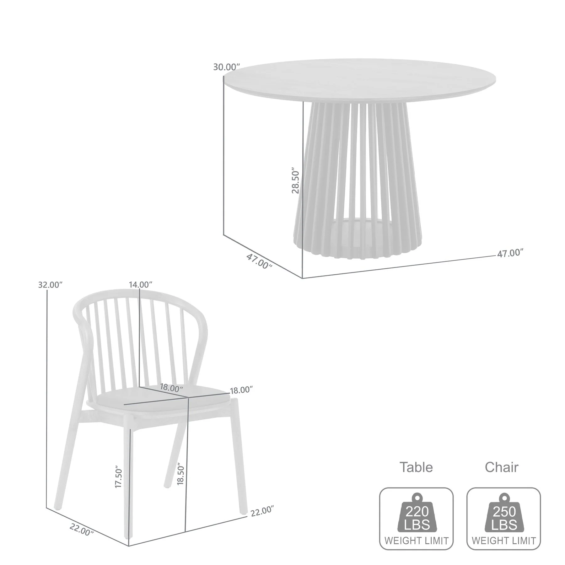Pasadena Echo 5 Piece Round Dining Set in Black Oak Finish with Black Faux Leather - Image 10