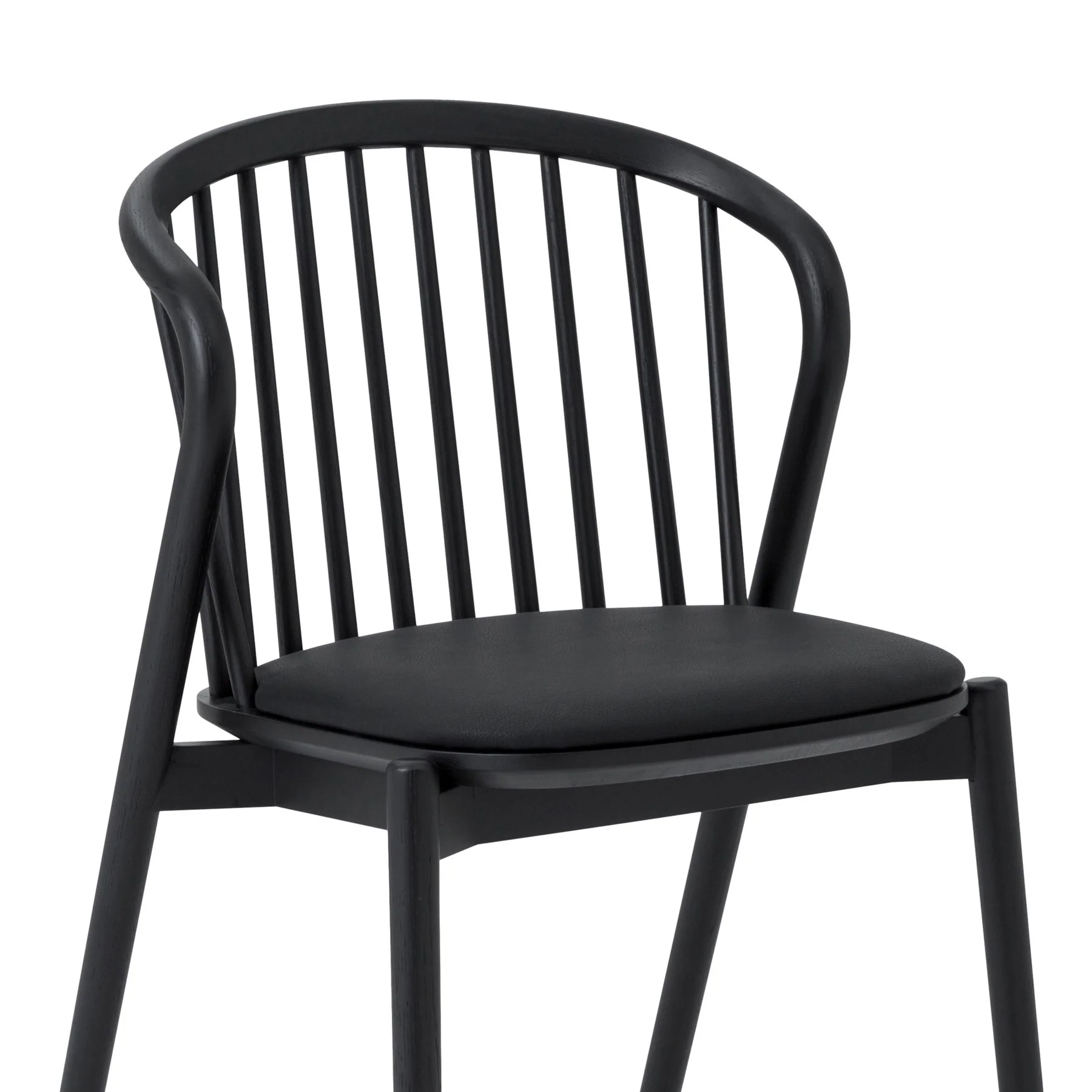 Pasadena Echo 5 Piece Round Dining Set in Black Oak Finish with Black Faux Leather - Image 5