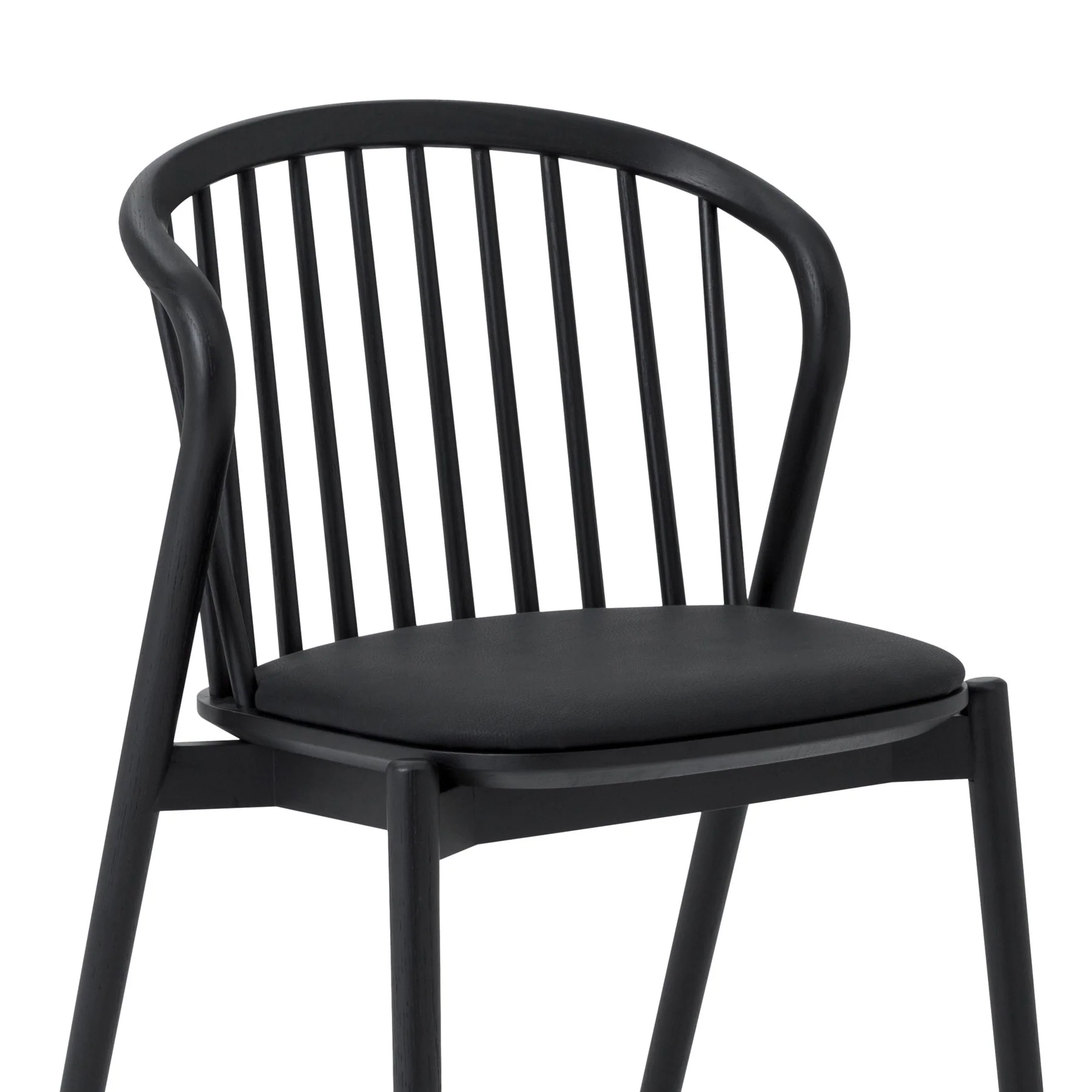 Pasadena Echo 7 Piece Oval Dining Set in Black Oak Finish with Black Faux Leather - Image 6
