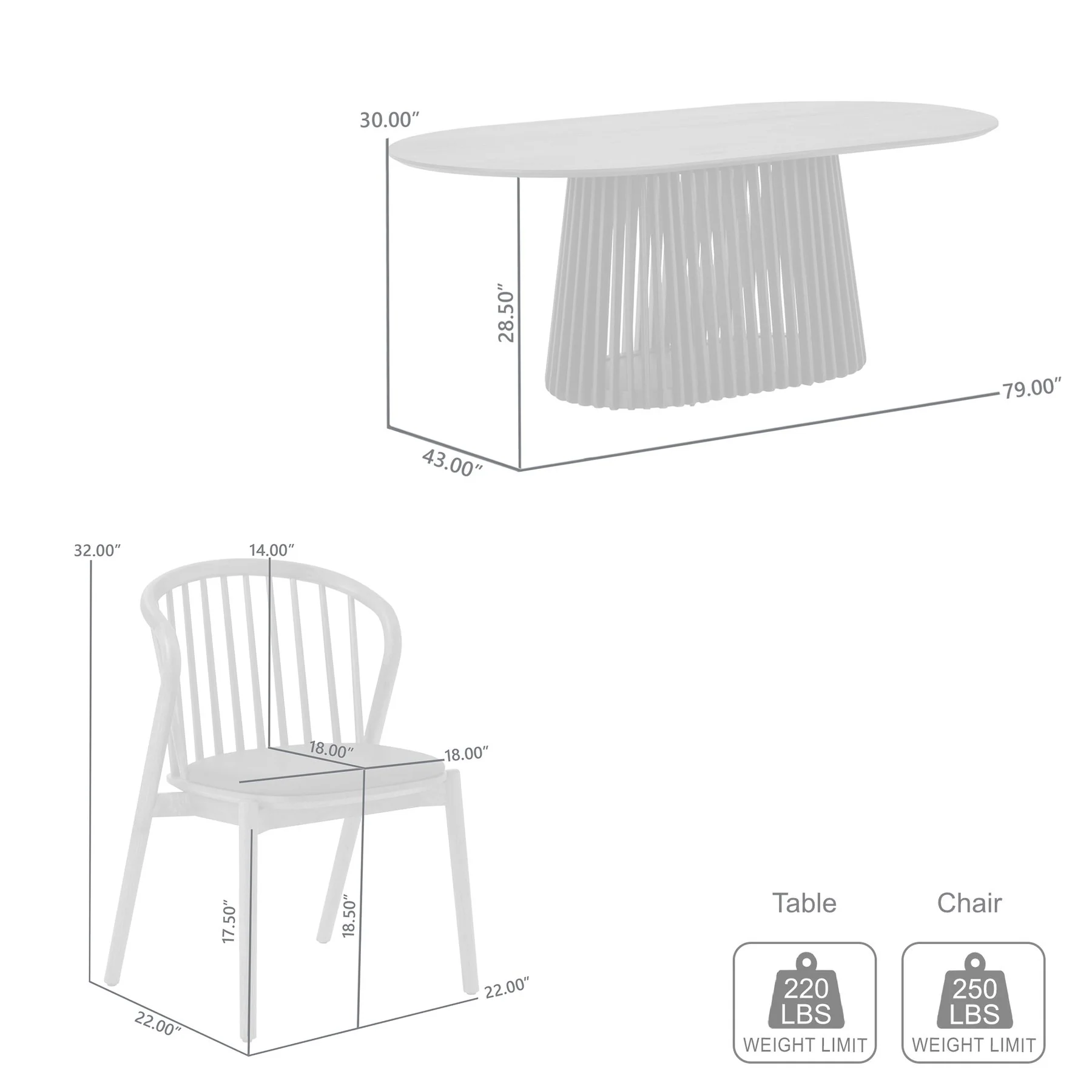 Pasadena Echo 7 Piece Oval Dining Set in Black Oak Finish with Walnut Finish Chairs - Image 11