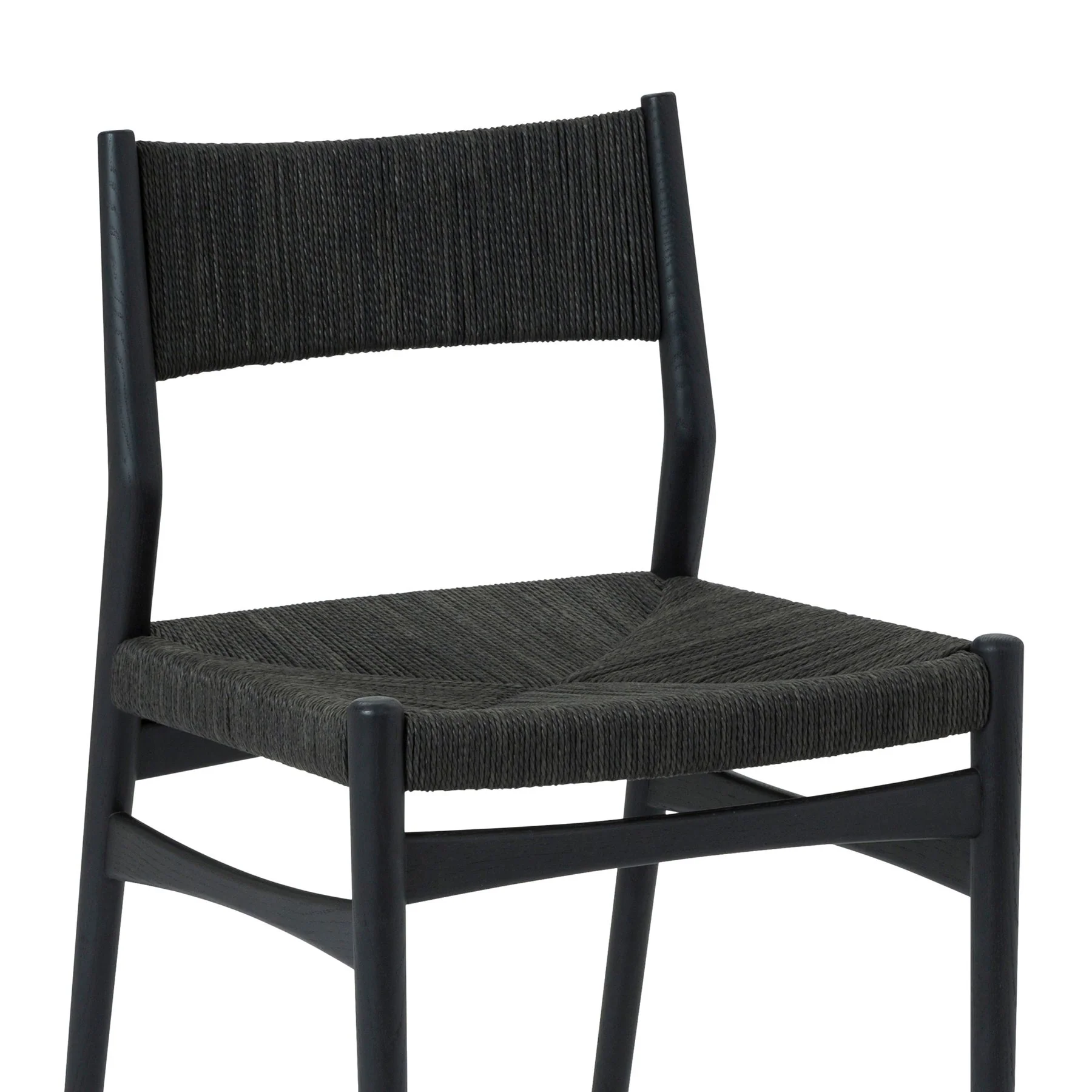 Pasadena Erie 5 Piece Round Dining Set in Natural Oak Finish with Black Paper Cord Chairs - Image 5