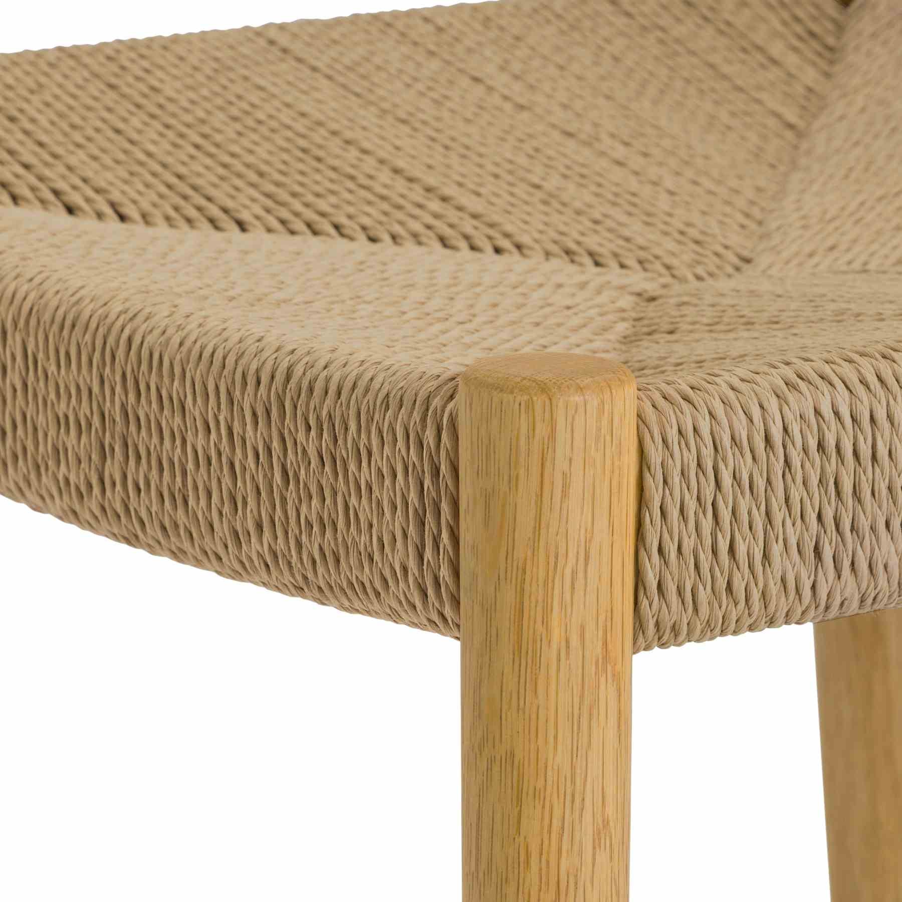 Pasadena Erie 5 Piece Round Dining Set in Natural Oak Finish with Paper Cord Chairs - Image 7