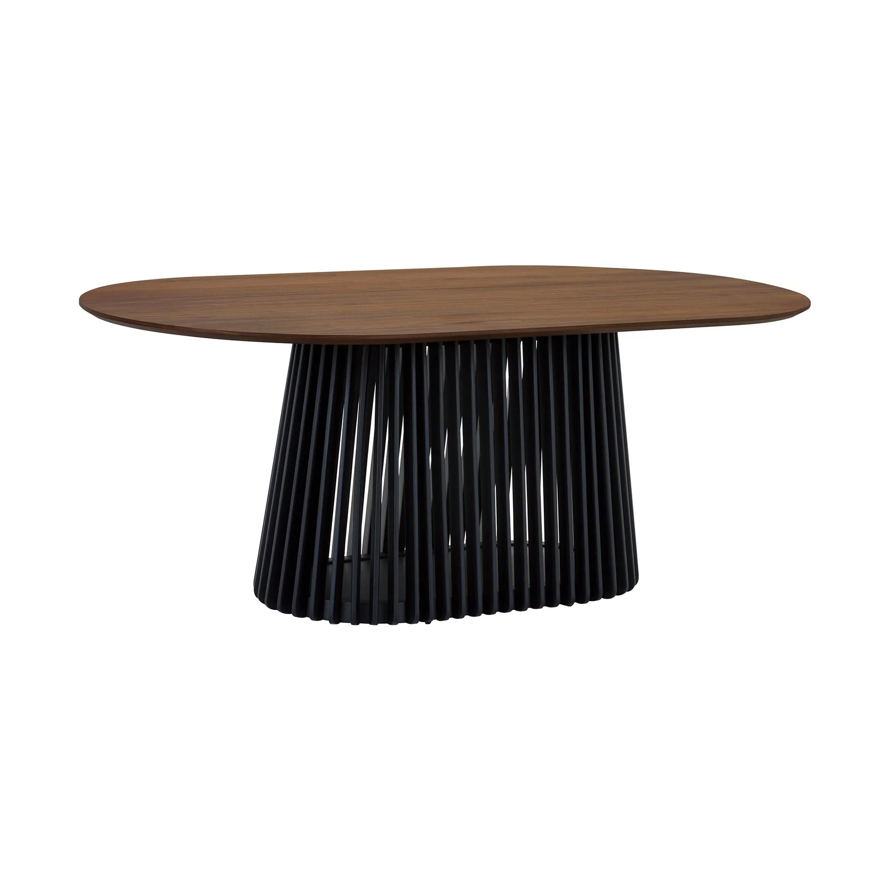 Pasadena Erie 7 Piece Oval Dining Set in Walnut and Black Finish with Paper Cord Chairs - Image 4
