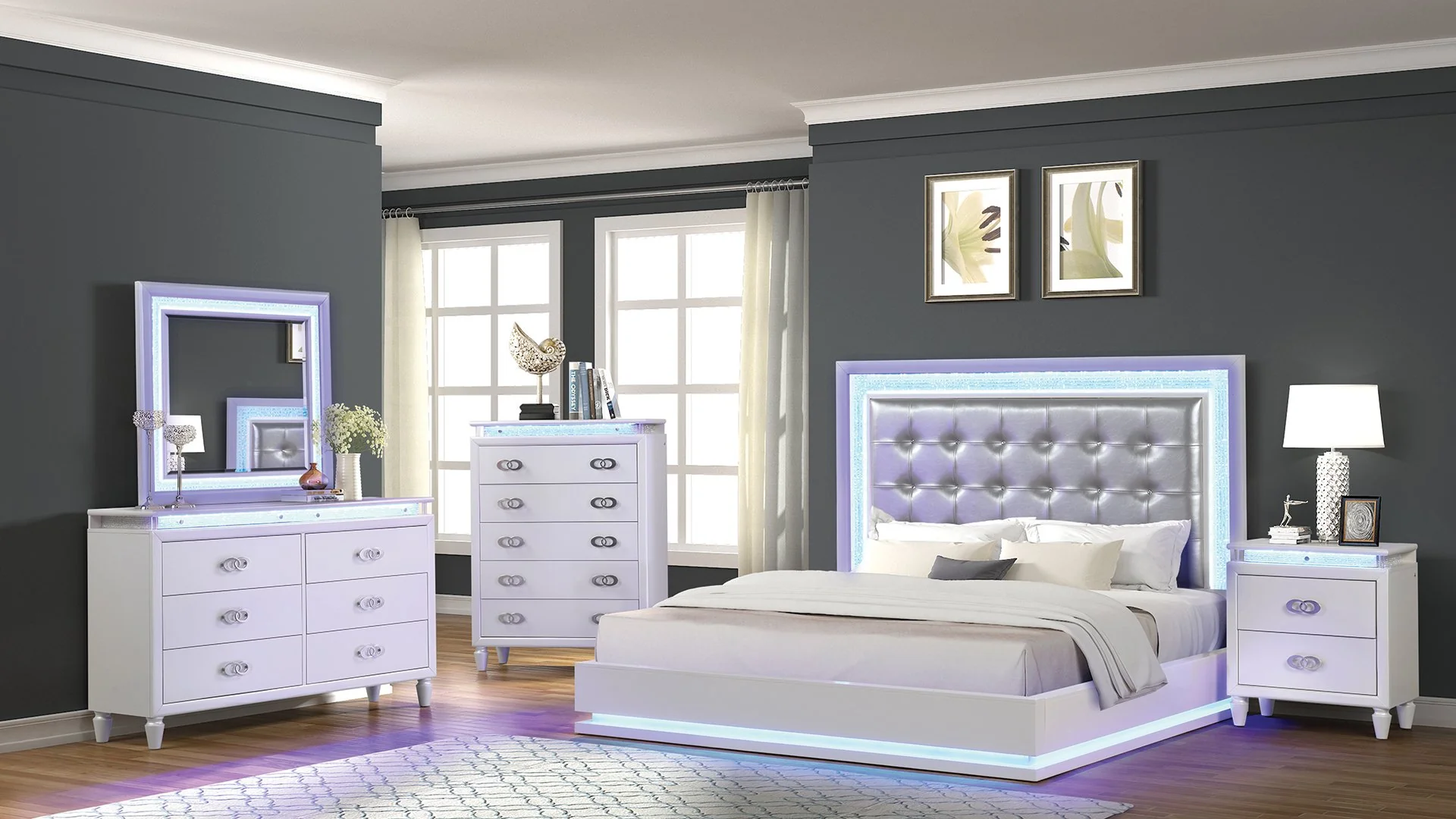 Passion Queen 5 PC Bedroom Set Milky White